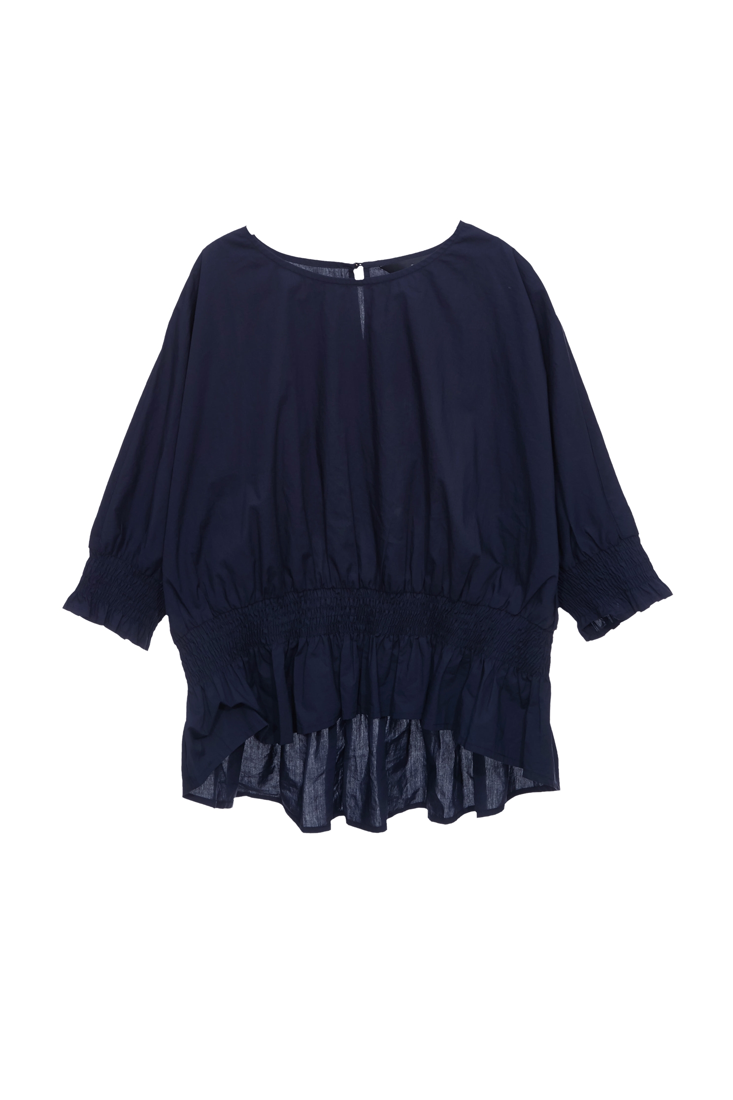 Elastic Waist Navy TopElastic Waist Navy Top,Tops,Season (SS) Look,Cotton,Blouses
