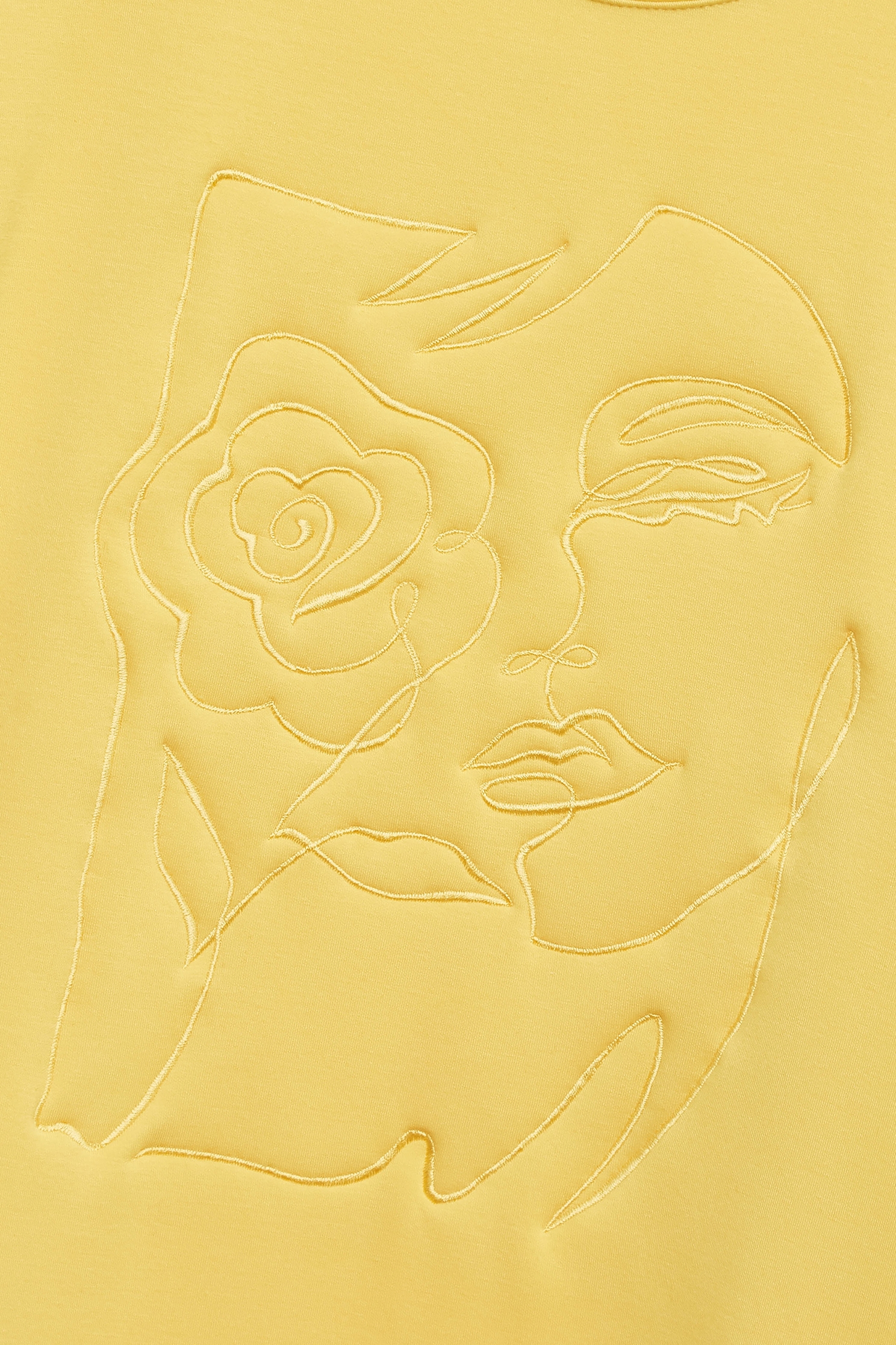 Embroidered Graphic Yellow TeeEmbroidered Graphic Yellow Tee,T-shirts,Season (SS) Look,Embroidered