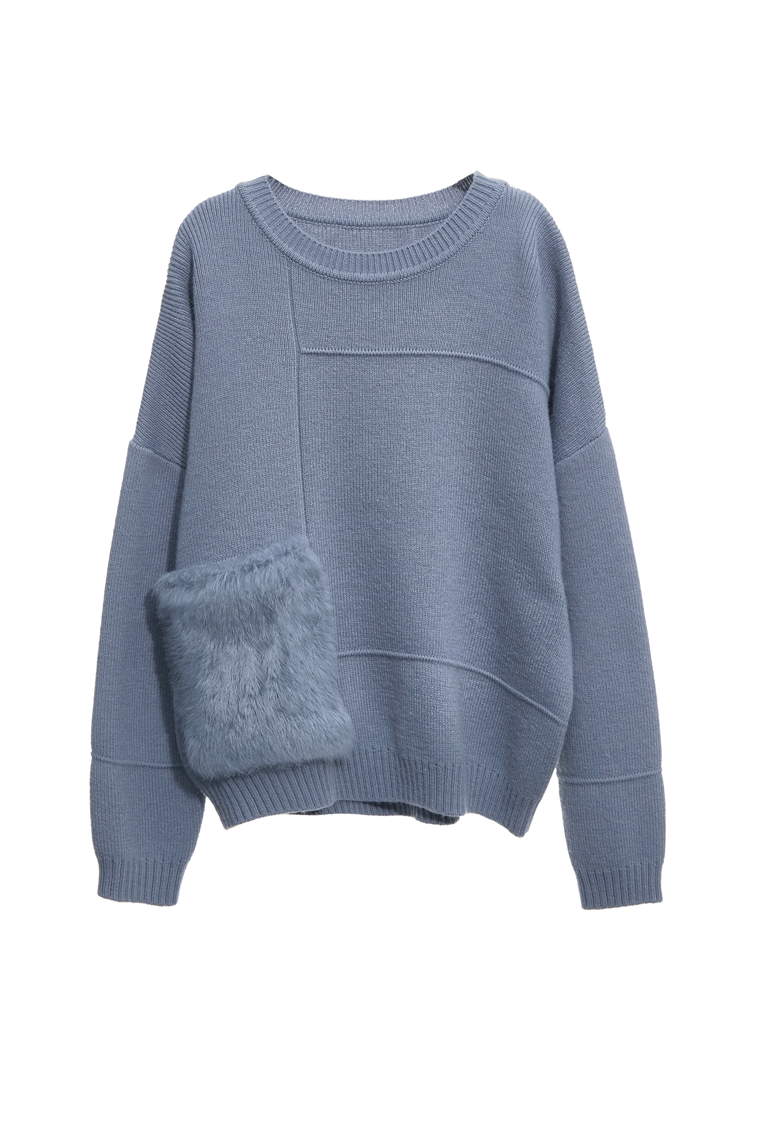 Faux Fur Pocket Detail Knit TopFaux Fur Pocket Detail Knit Top,Tops,pearl,Season (AW) Look,Knitted,Knitted tops