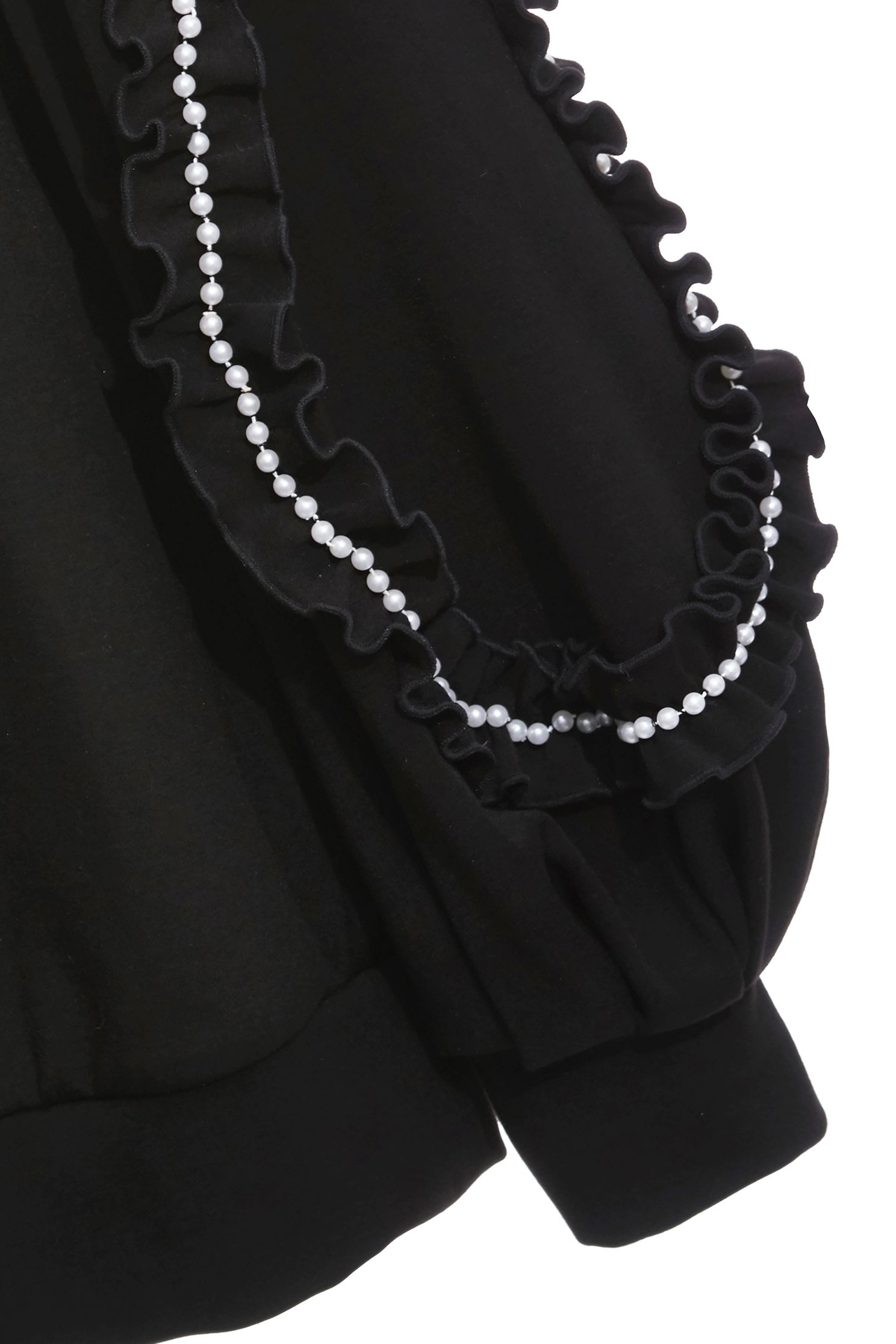Ruffle trim Sleeve Detail Black TopRuffle trim Sleeve Detail Black Top,Tops,Season (SS) Look,pearl,black tops