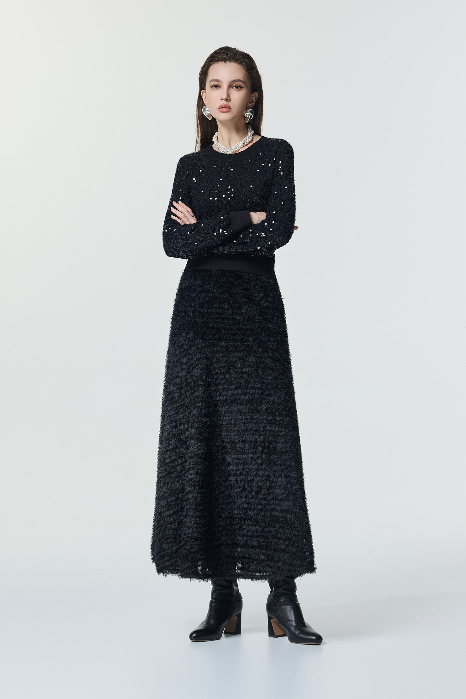 Full Sequin Long Sleeve TopFull Sequin Long Sleeve Top,Tops,Season (SS) Look,Knitted,black tops