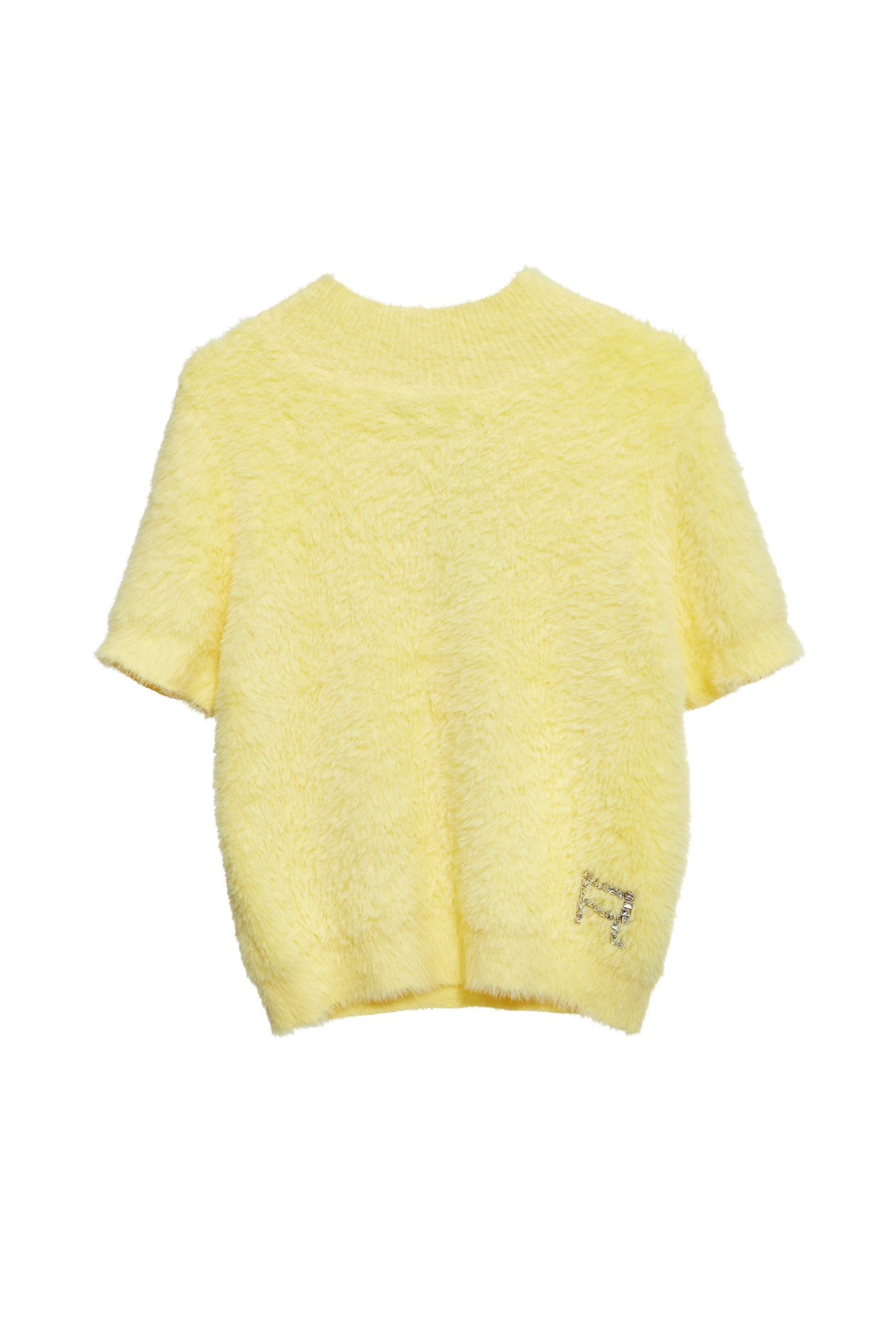 Pale Yellow Turtle Neck Faux Fur TopPale Yellow Turtle Neck Faux Fur Top,Tops,Season (SS) Look,Knitted,Knitted tops