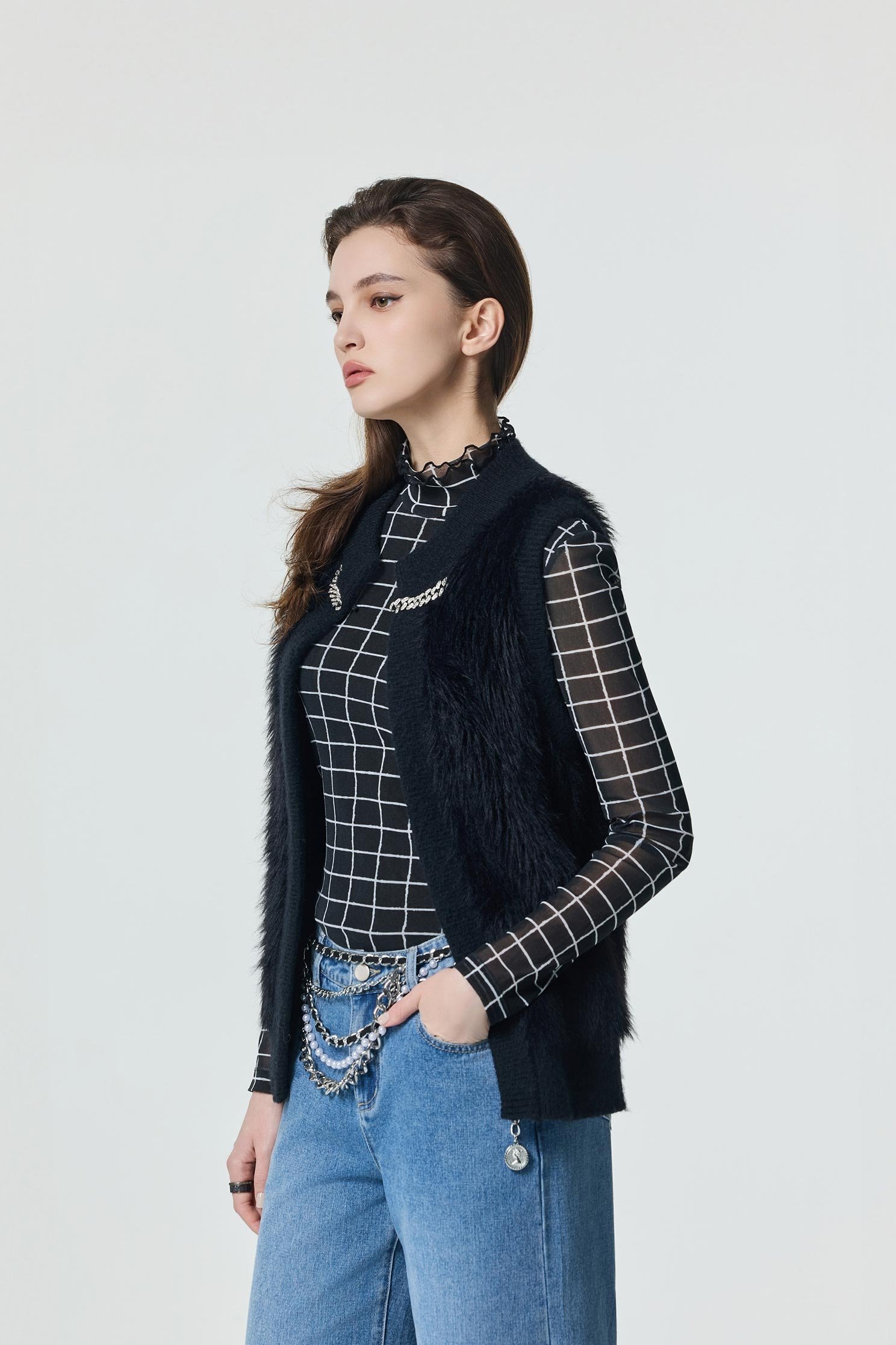Classic Checkered Turtleneck topClassic Checkered Turtleneck top,Tops,Under shirts,Season (SS) Look