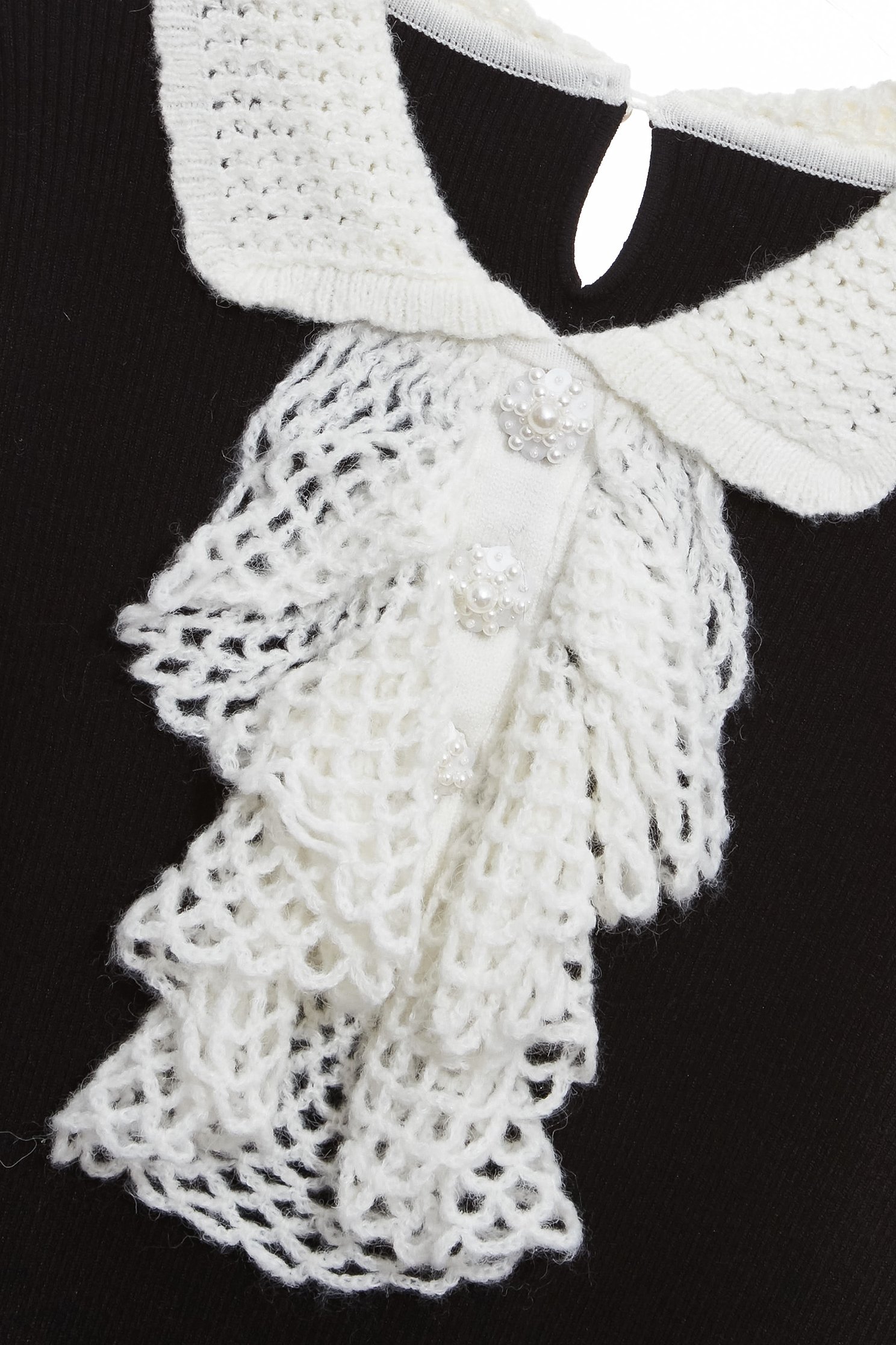 Hand Knit Front Ruffle Detail Long Sleeve Knit TopHand Knit Front Ruffle Detail Long Sleeve Knit Top,Tops,Season (SS) Look,pearl,Knitted,Knitted tops,black tops