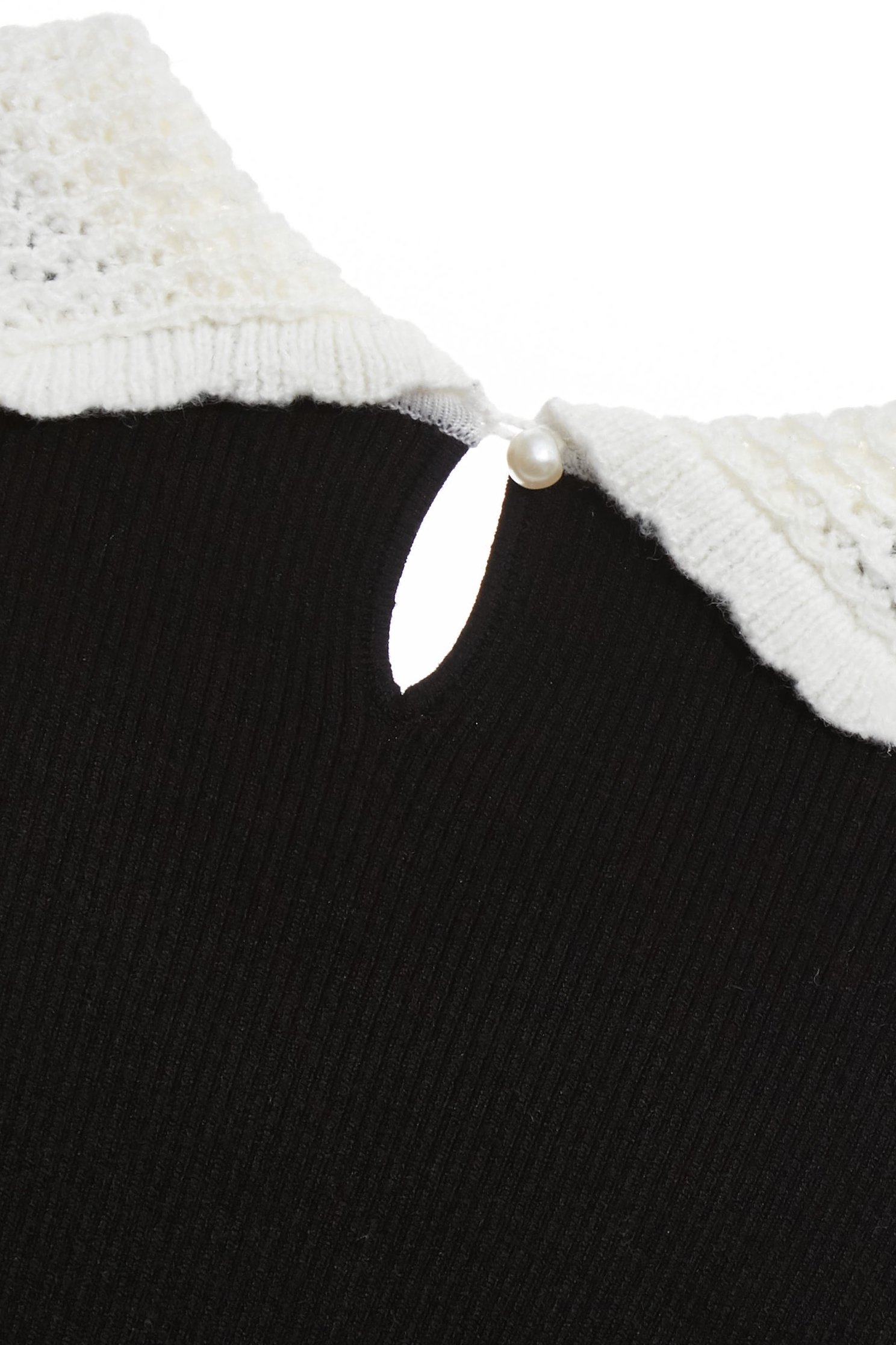 Hand Knit Front Ruffle Detail Long Sleeve Knit TopHand Knit Front Ruffle Detail Long Sleeve Knit Top,Tops,Season (SS) Look,pearl,Knitted,Knitted tops,black tops