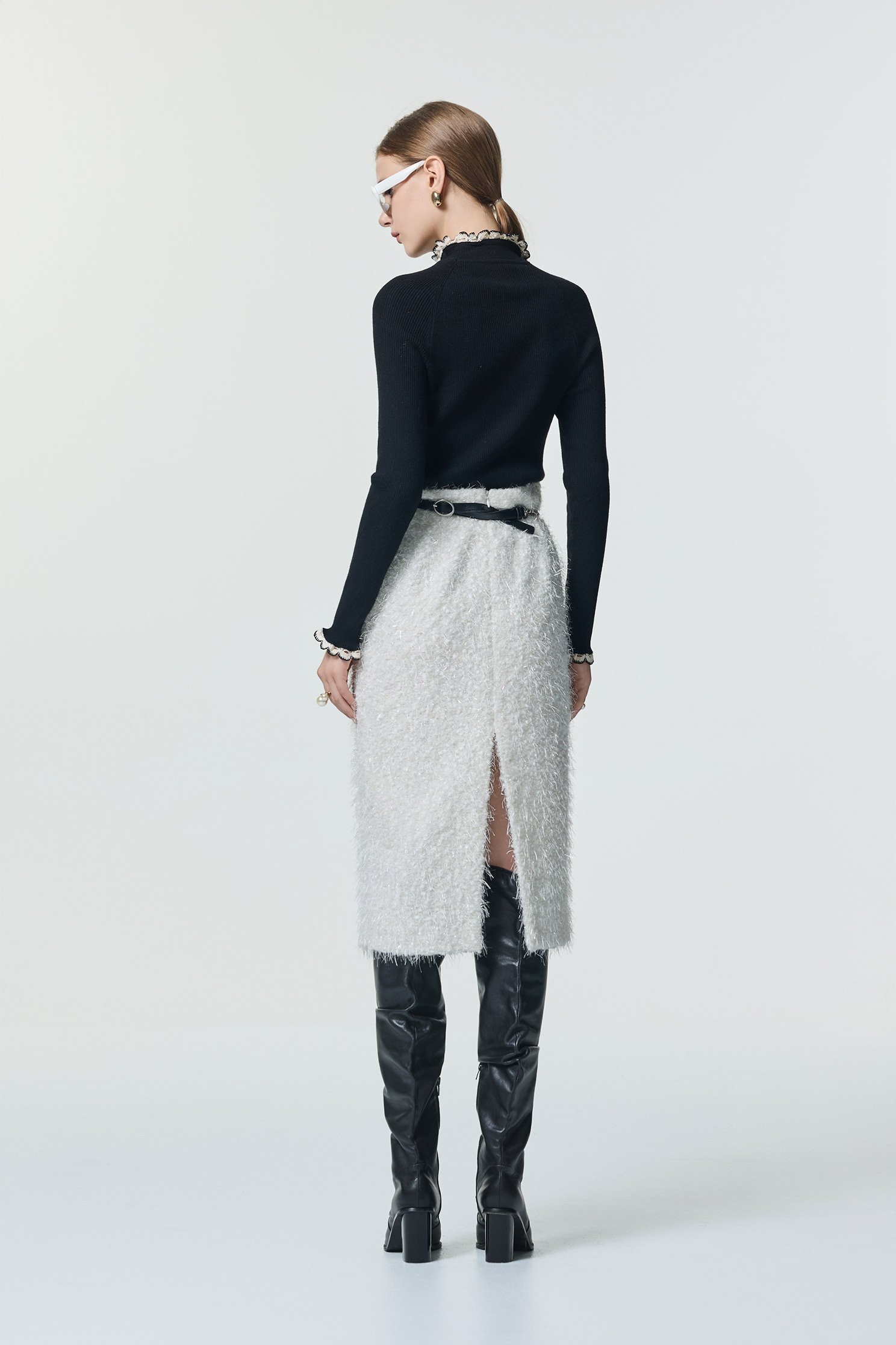 Ruffle Trim Detail Long Sleeve Knit TopRuffle Trim Detail Long Sleeve Knit Top,Tops,Season (SS) Look,Knitted,Knitted tops,black tops