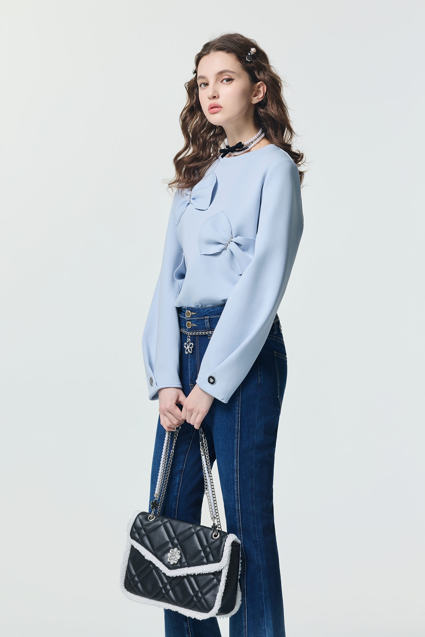 Bow Detail Long Sleeve TopBow Detail Long Sleeve Top,Tops,Season (SS) Look,bows