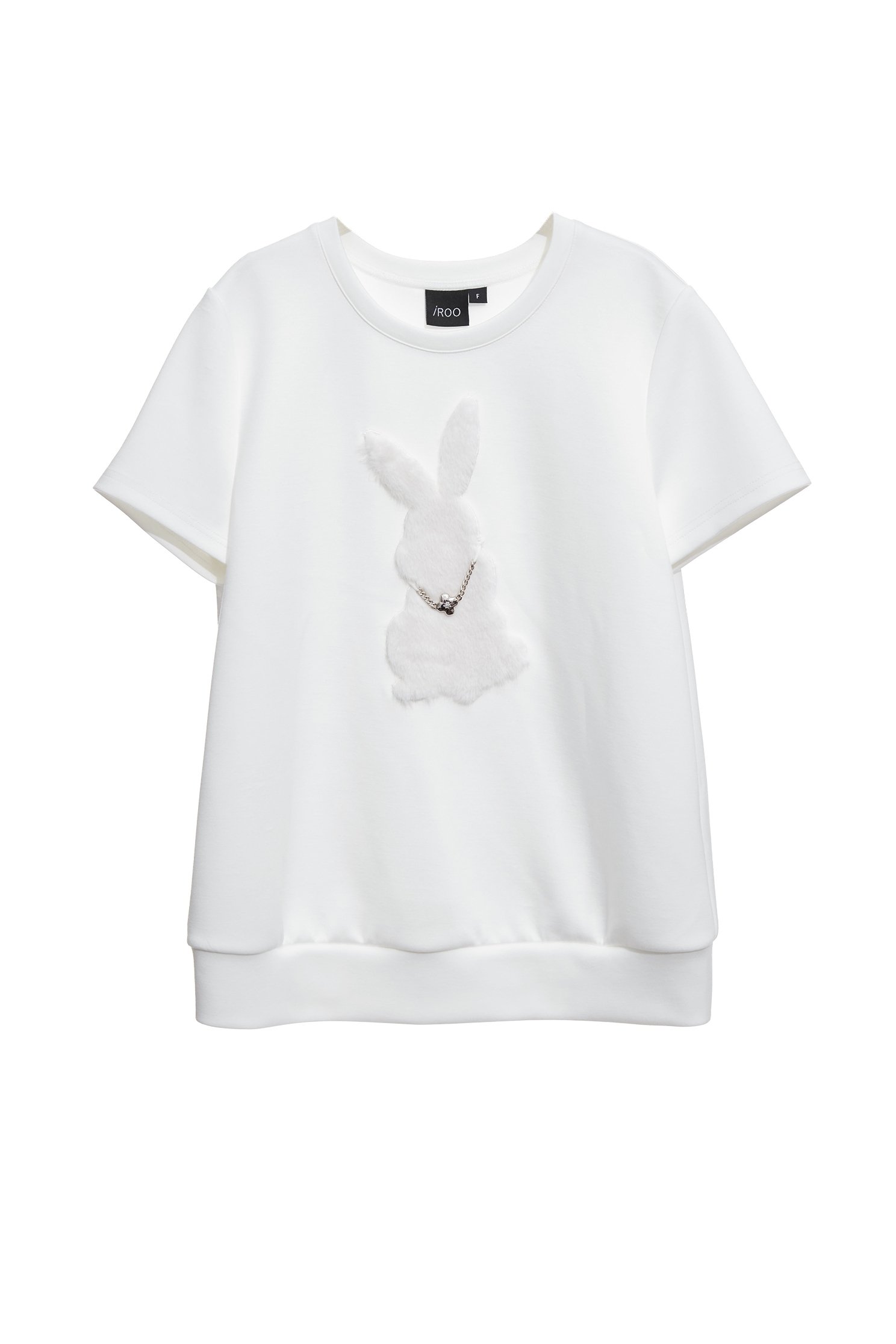 White Bunny Motif Short Sleeve TeeWhite Bunny Motif Short Sleeve Tee,Tops,Season (SS) Look,White tops,Necklaces