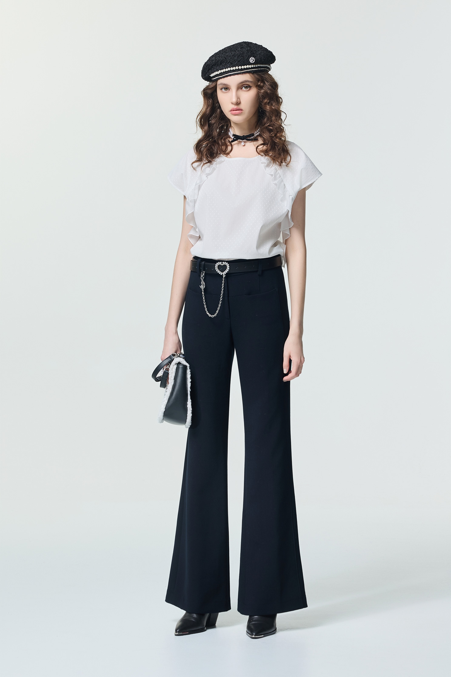 Ruffle Trim Detail Short Sleeve TopRuffle Trim Detail Short Sleeve Top,Tops,Season (SS) Look,White tops