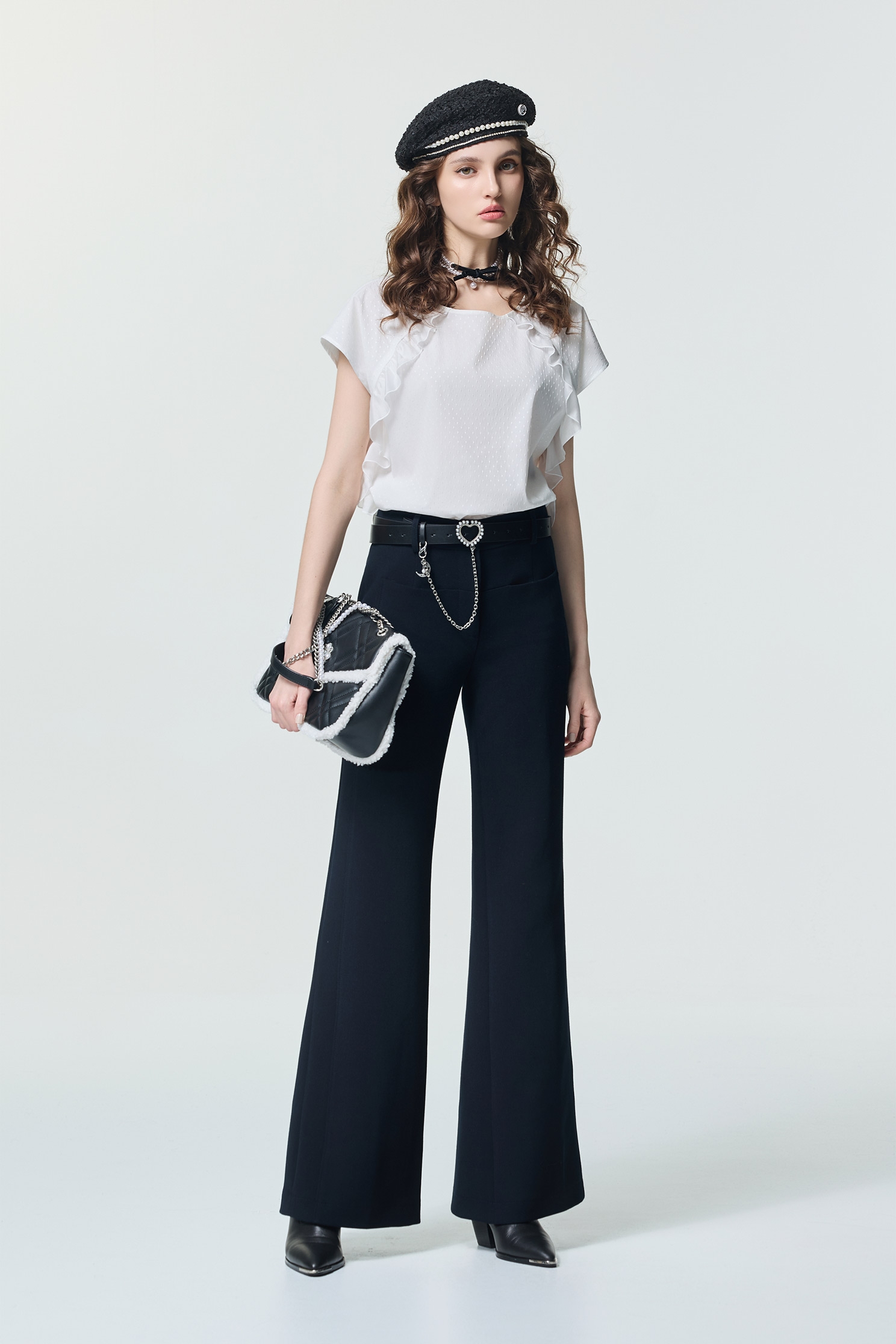 Ruffle Trim Detail Short Sleeve TopRuffle Trim Detail Short Sleeve Top,Tops,Season (SS) Look,White tops