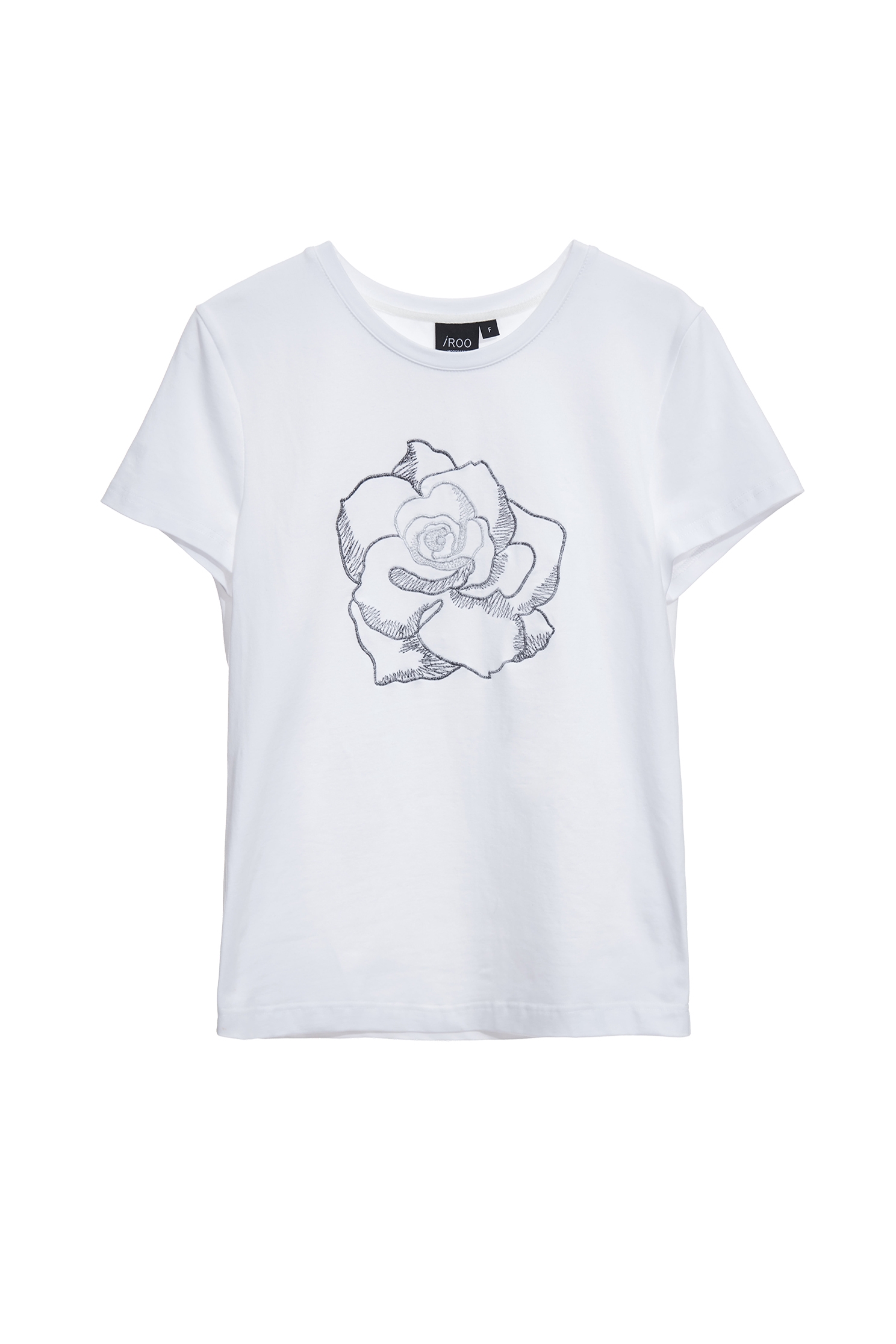 Printed Rose Graphic Short Sleeve TeePrinted Rose Graphic Short Sleeve Tee,T-shirts,Tops,Season (SS) Look,White tops,Embroidered