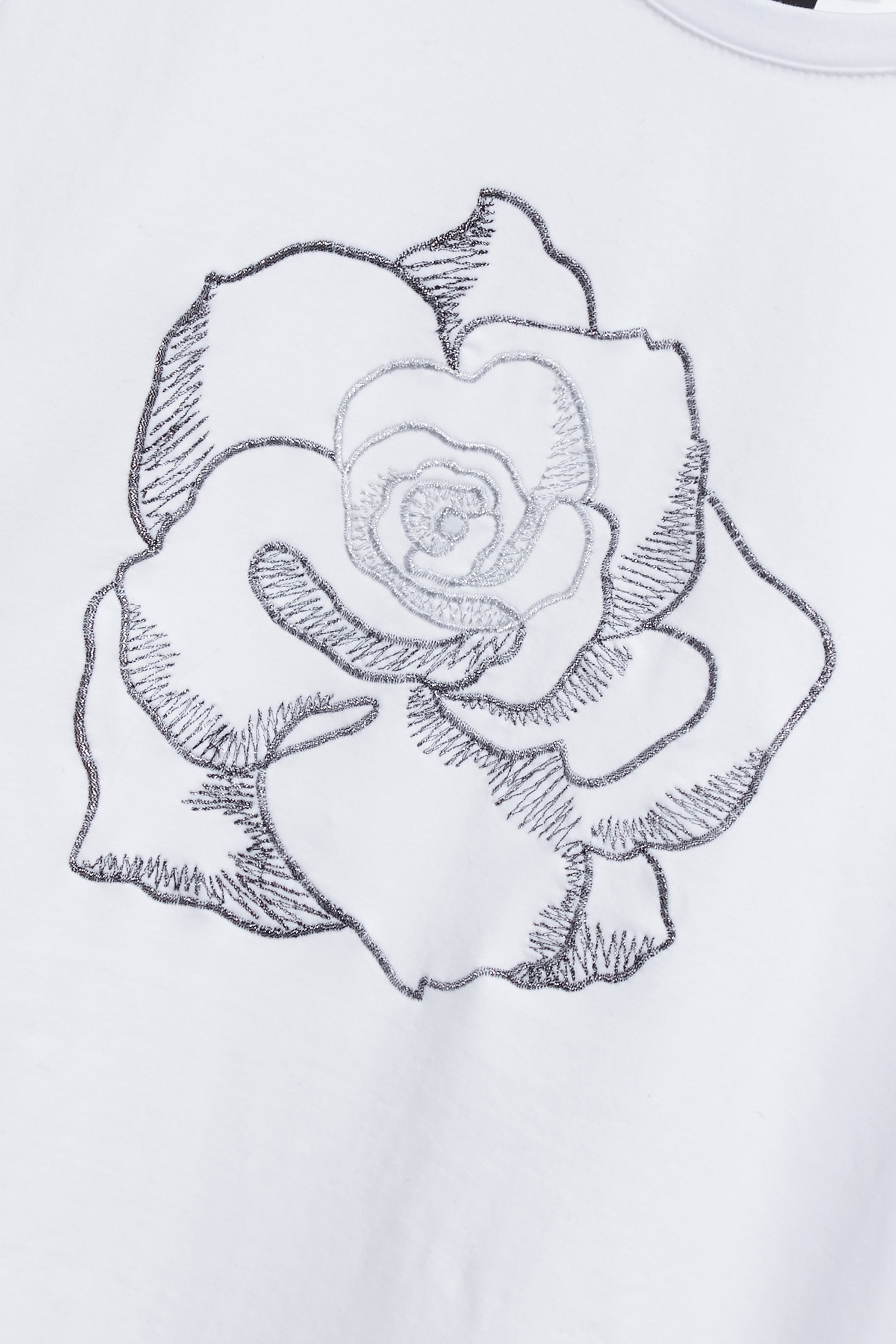Printed Rose Graphic Short Sleeve TeePrinted Rose Graphic Short Sleeve Tee,T-shirts,Tops,Season (SS) Look,White tops,Embroidered