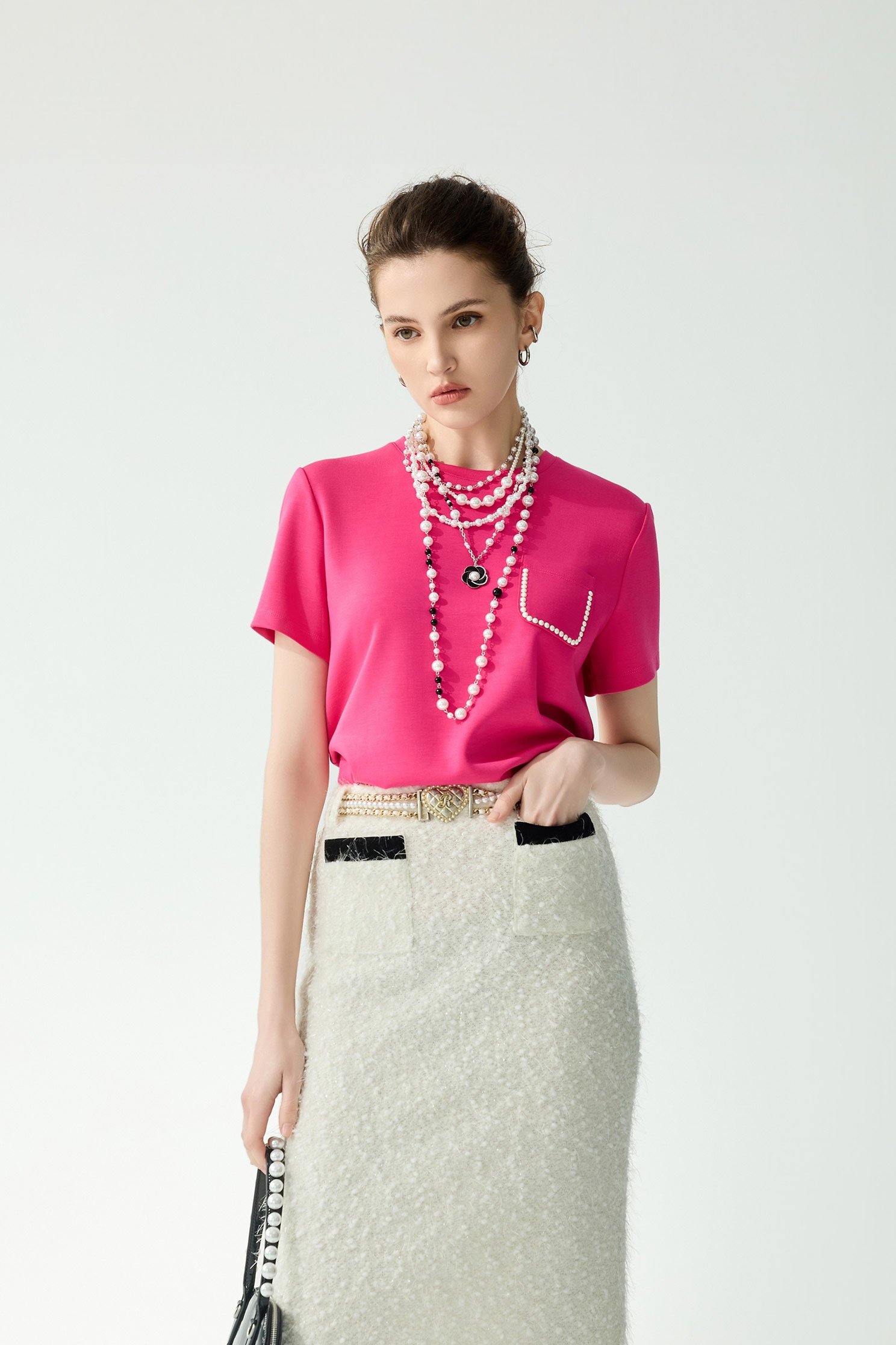 Front Patch Pocket Magenta Pink TeeFront Patch Pocket Magenta Pink Tee,T-shirts,Tops,Season (SS) Look,pearl