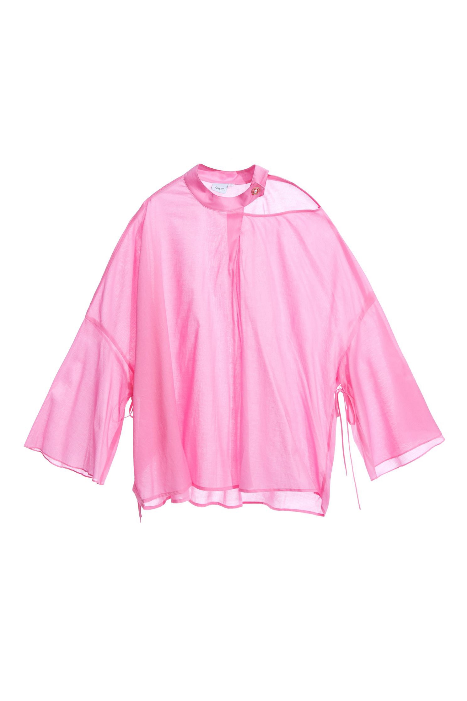 Oversize Cut Out Shoulder BlouseIrregular cut-out top,Tops,Queen,Season (SS) Look,iROO LIVE,Pink,Travel with BFF