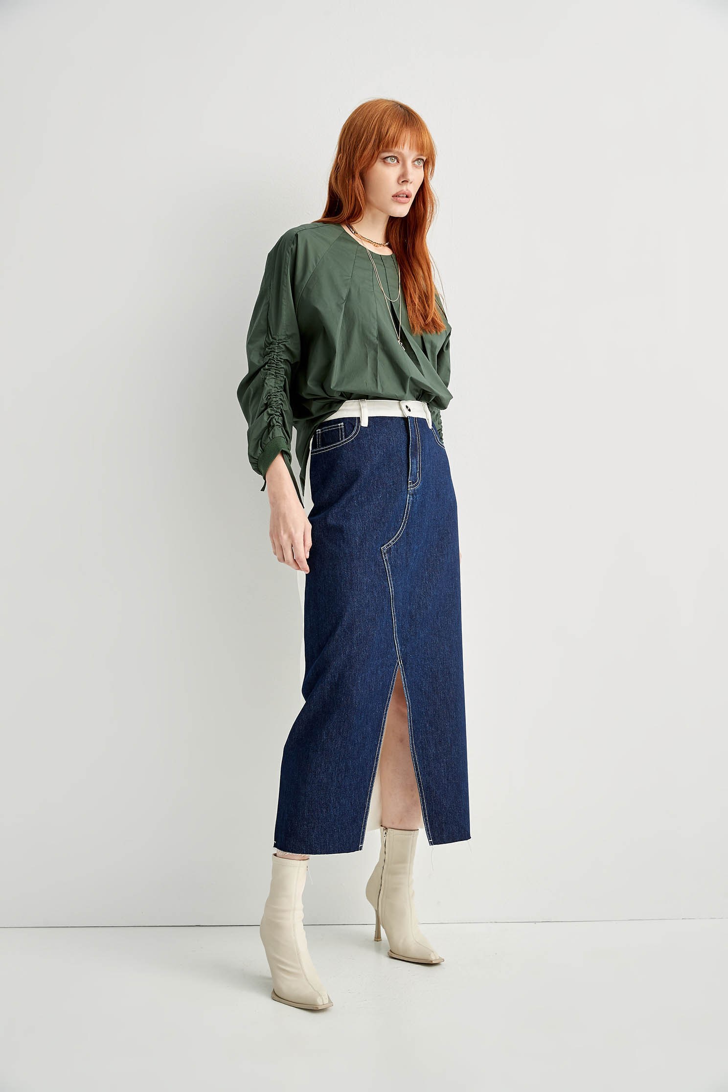 Oversize Pleated Top With Shirring Sleeve DetailTop with folded  neckline,Tops,Season (AW) Look