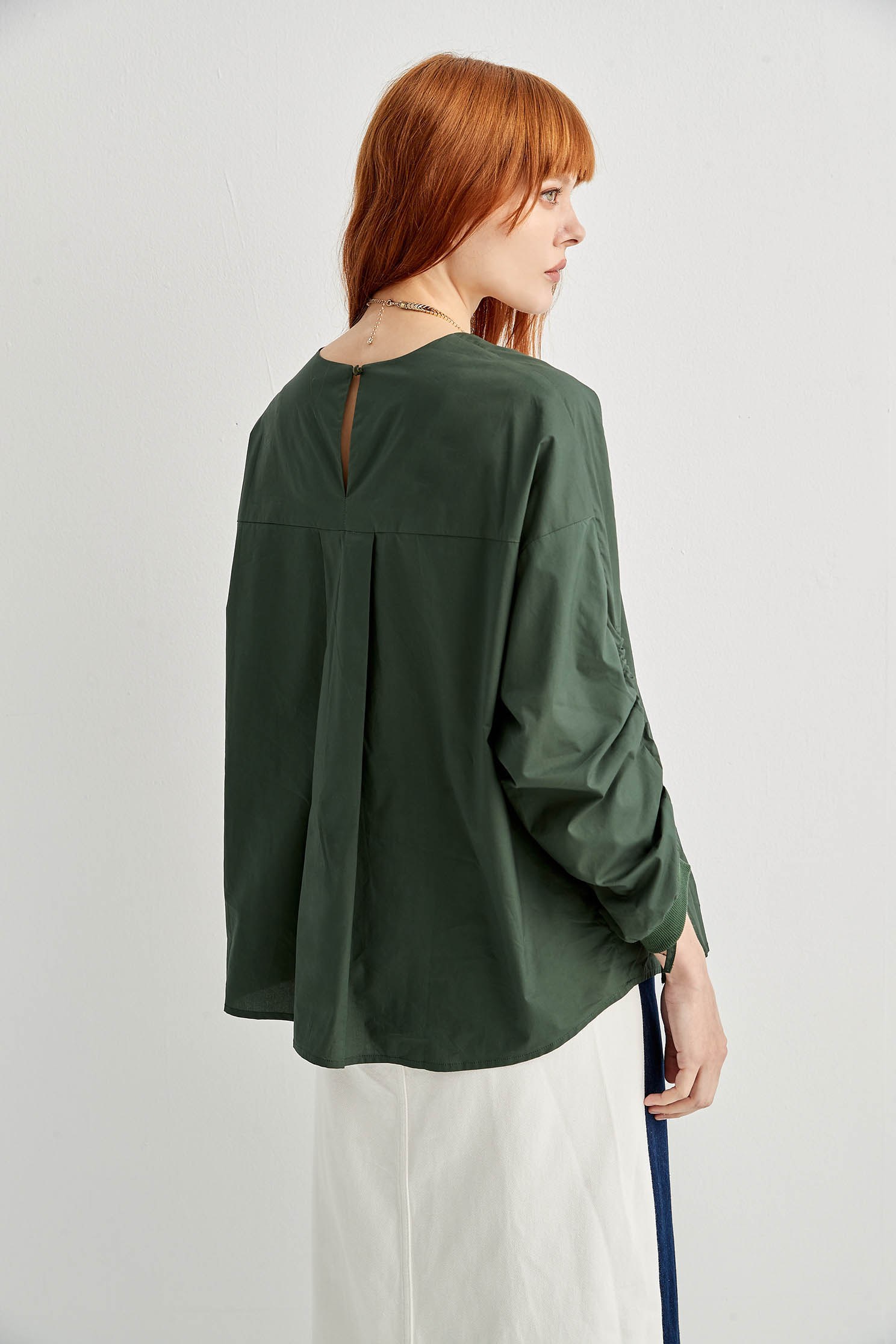 Oversize Pleated Top With Shirring Sleeve DetailTop with folded  neckline,Tops,Season (AW) Look