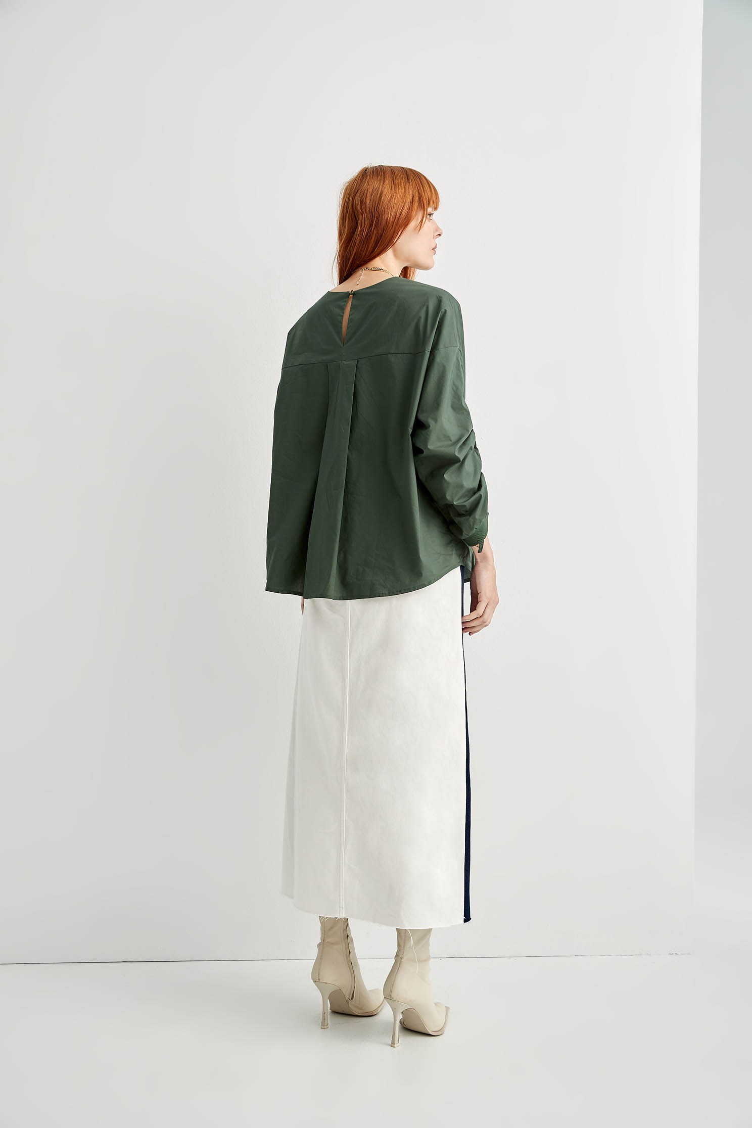 Oversize Pleated Top With Shirring Sleeve DetailTop with folded  neckline,Tops,Season (AW) Look