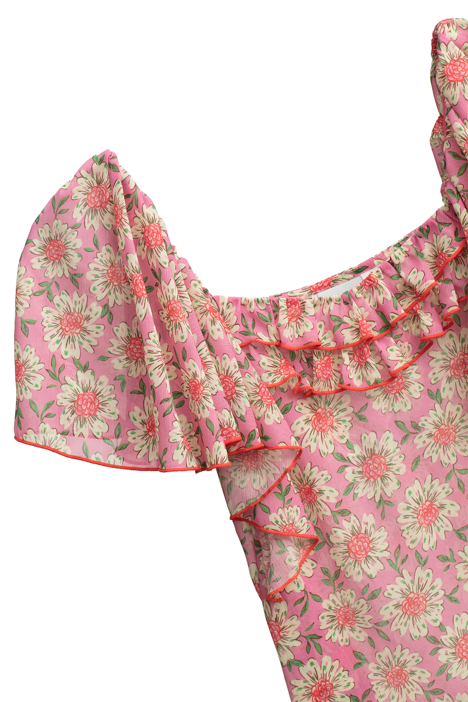Floral Print Flare Sleeve Chiffon TopFloral Print Flare Sleeve Chiffon Top,Tops,Season (SS) Look,Chiffon