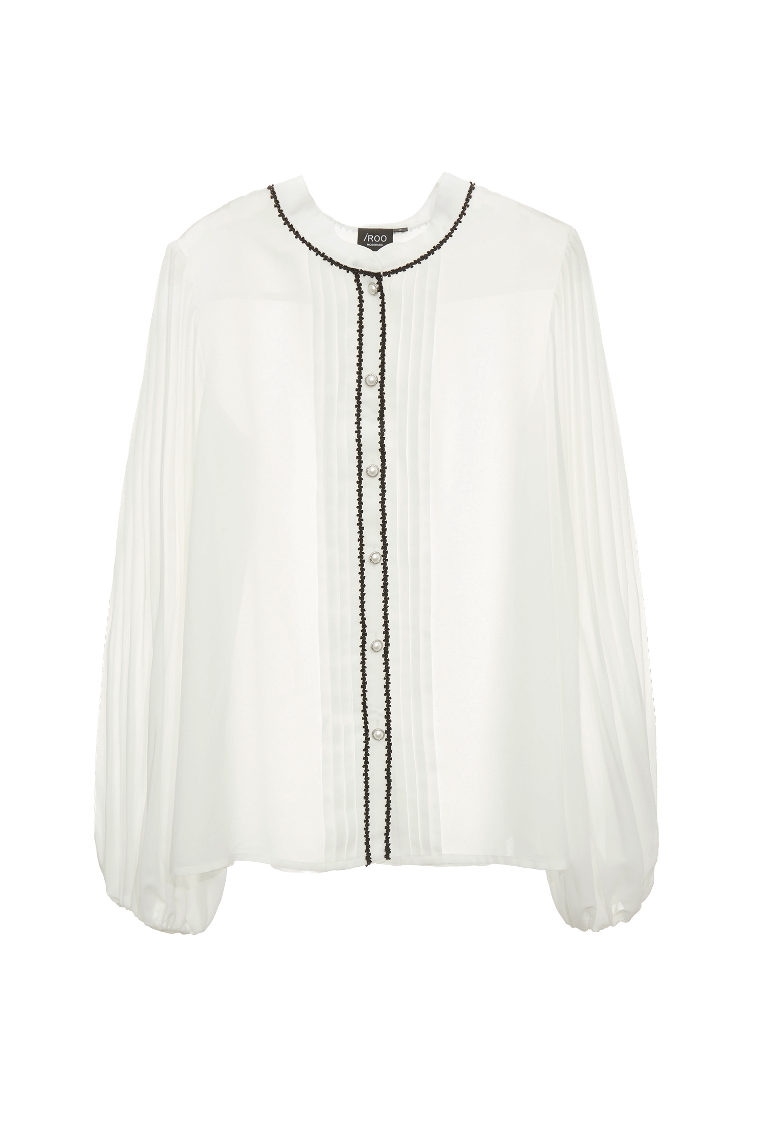 Pleated Sleeve Detail Button Front BlousePleated Sleeve Detail Button Front Blouse,Office Looks,Tops,Season (SS) Look,Chiffon,Chiffon tops