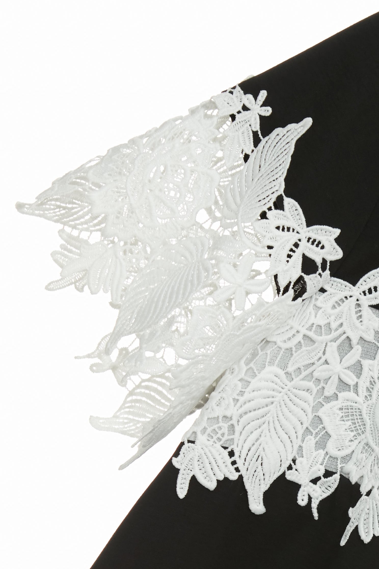 Contrast White Lace Detail TeeContrast White Lace Detail Tee,Tops,Season (SS) Look,blossoms,Lace