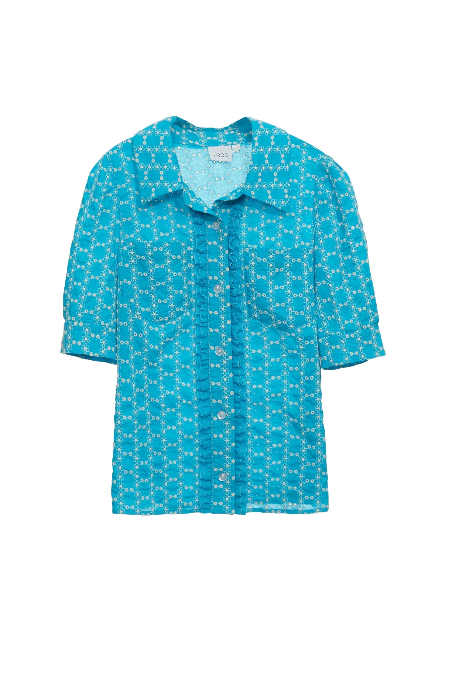 Full Floral Embroidery Blue TopFull Floral Embroidery Blue Top,Tops,Embroidered,Season (SS) Look,Embroidered tops,Blouses