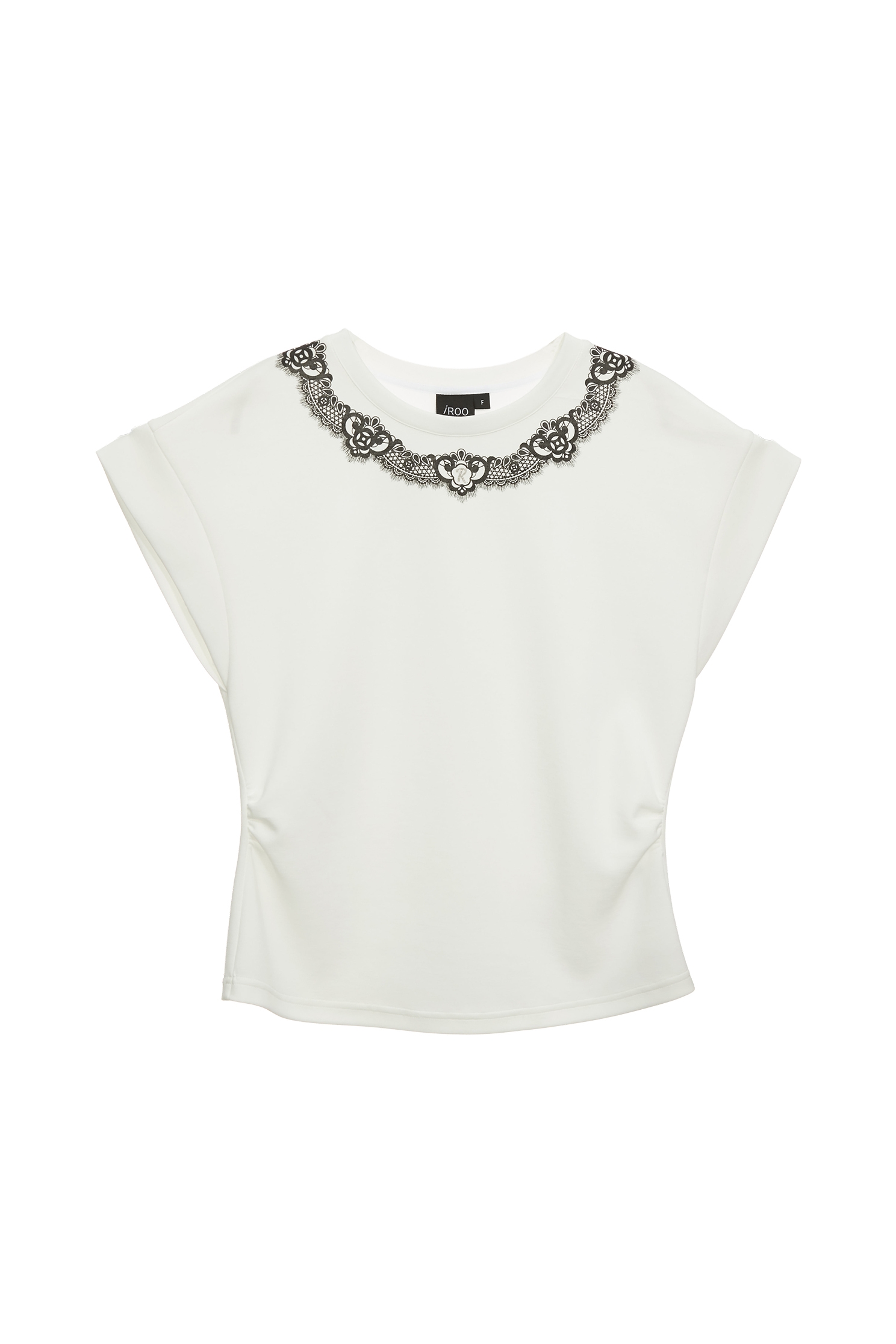 Printed Graphic Detail Cap Sleeve TeePrinted Graphic Detail Cap Sleeve Tee,Tops,Season (SS) Look,blossoms,Lace