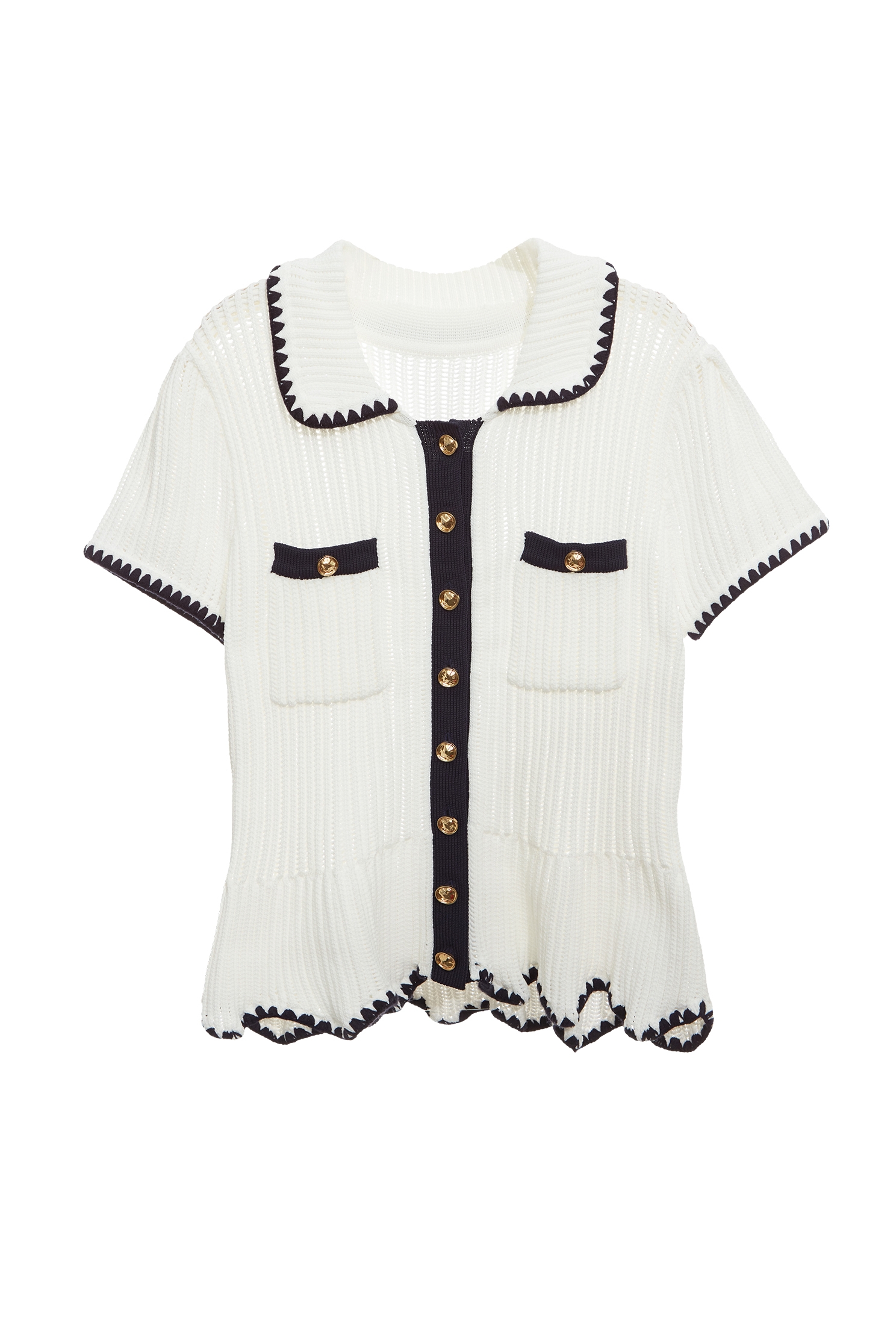 Contrast Trim Short Sleeve Knit TopContrast Trim Short Sleeve Knit Top,Tops,Season (SS) Look,Stripe,Knitted,Knitted tops,Knitted tops