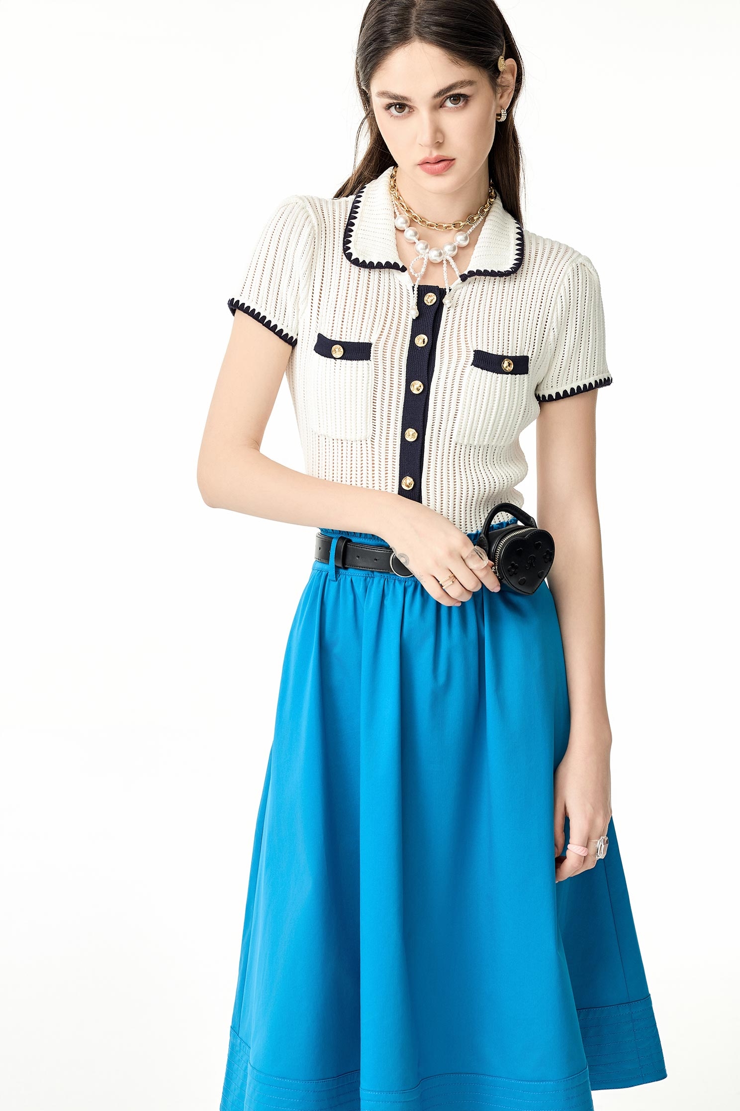 Contrast Trim Short Sleeve Knit TopContrast Trim Short Sleeve Knit Top,Tops,Season (SS) Look,Stripe,Knitted,Knitted tops,Knitted tops