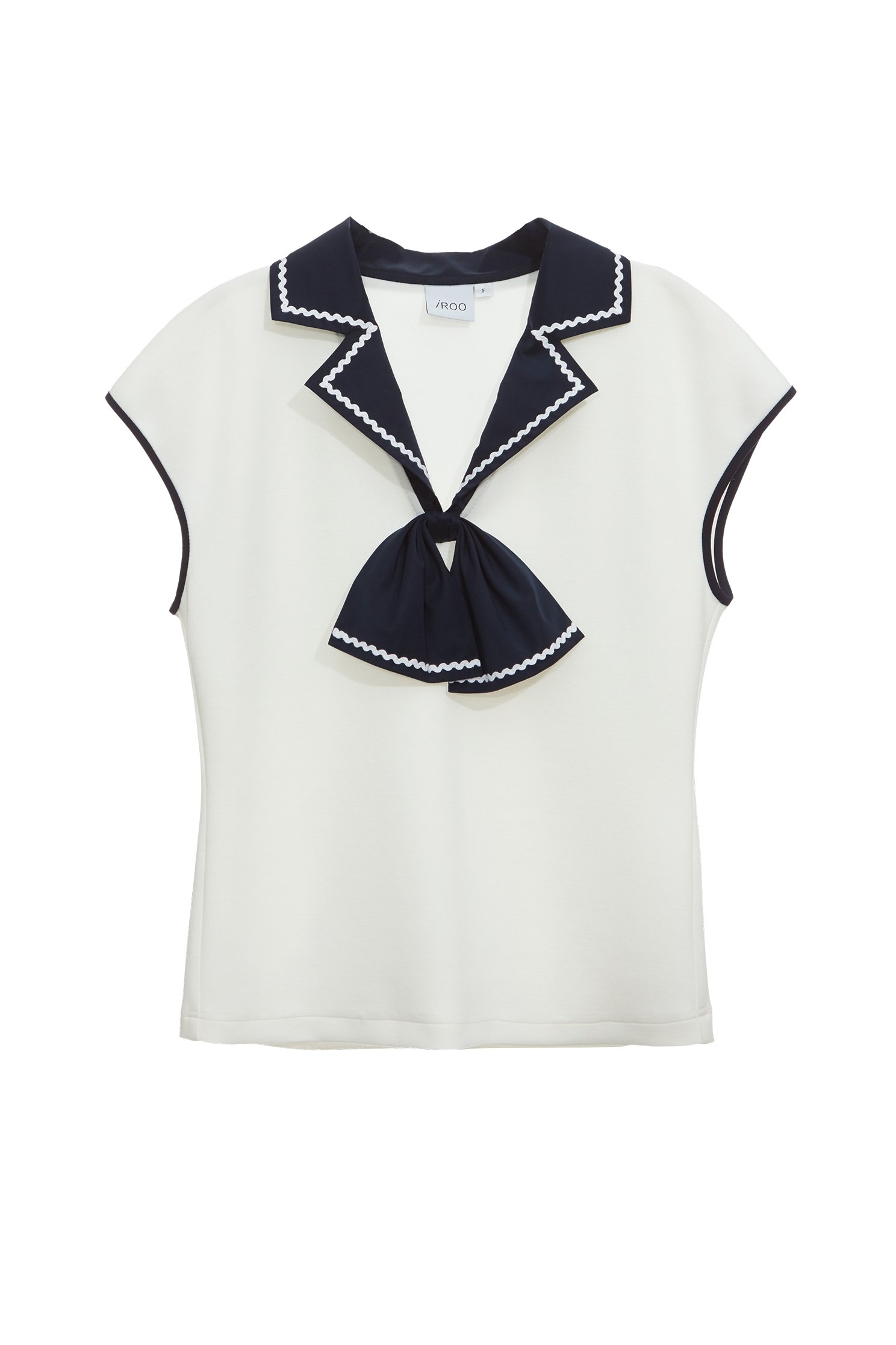 Contrast Navy Collar Bow Detail TopContrast Navy Collar Bow Detail Top,V-Neck T shirts,Tops,Season (SS) Look