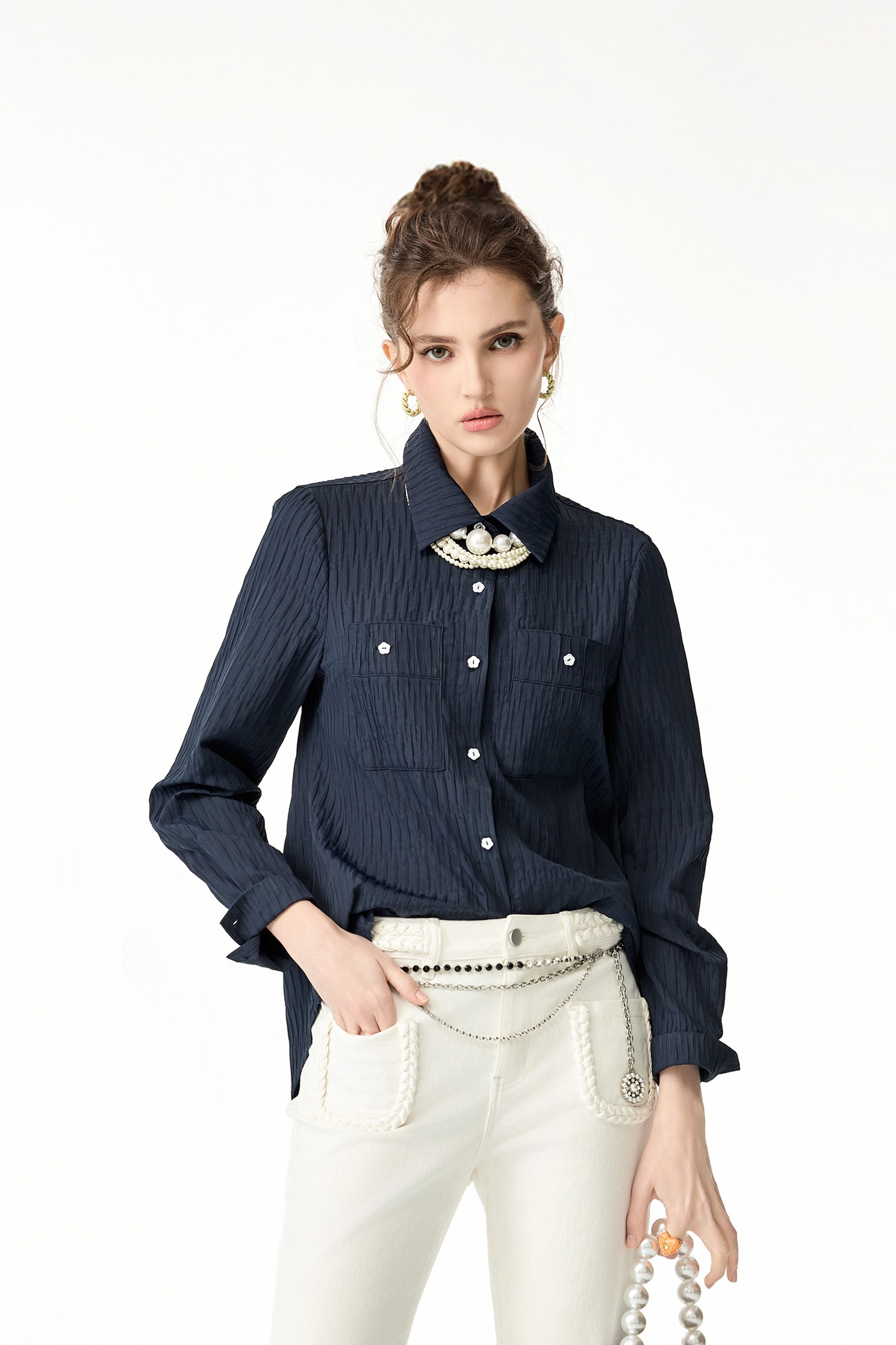 Midnight Blue Open Back BlouseMidnight Blue Open Back Blouse,Tops,Season (SS) Look,Blouses