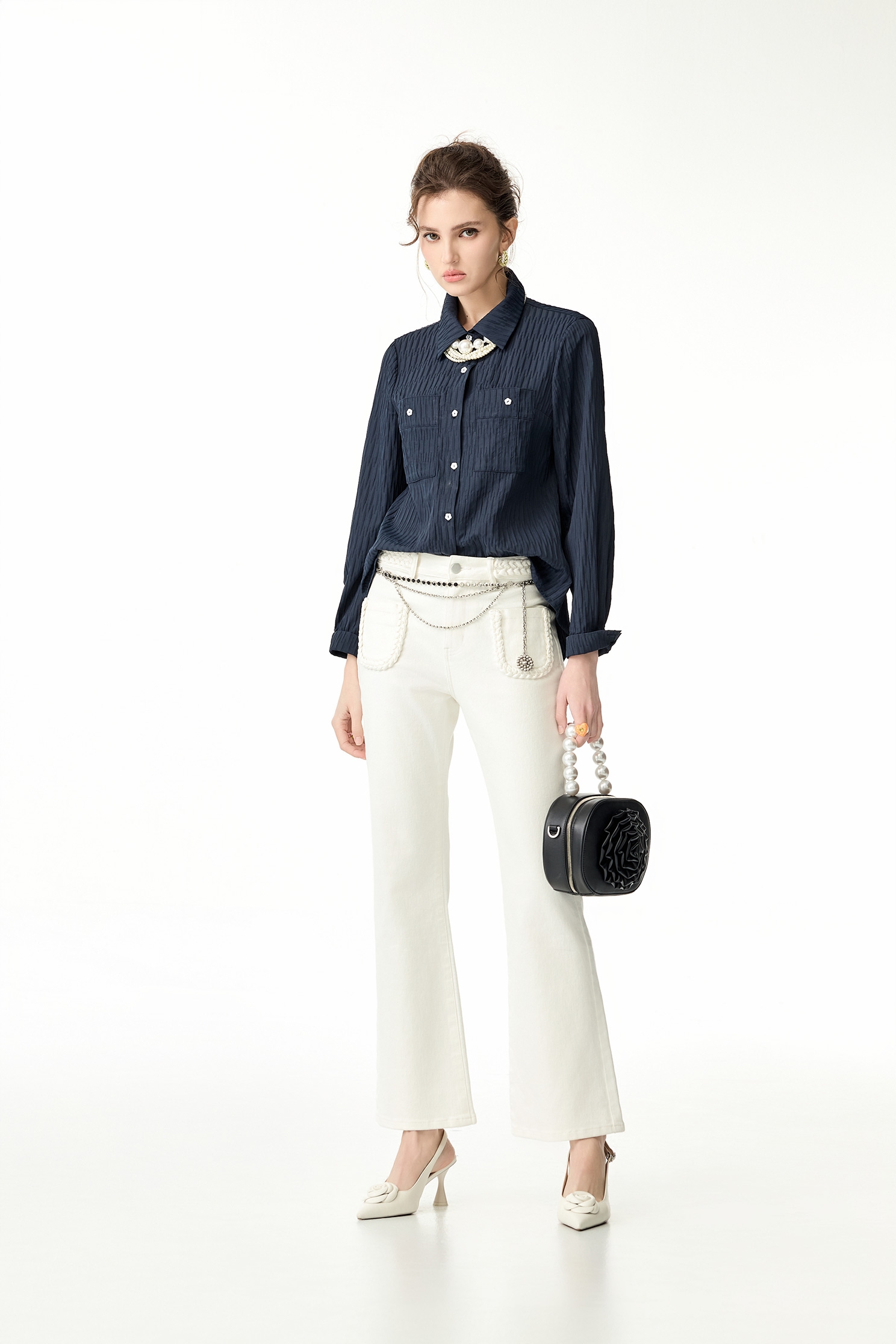 Midnight Blue Open Back BlouseMidnight Blue Open Back Blouse,Tops,Season (SS) Look,Blouses
