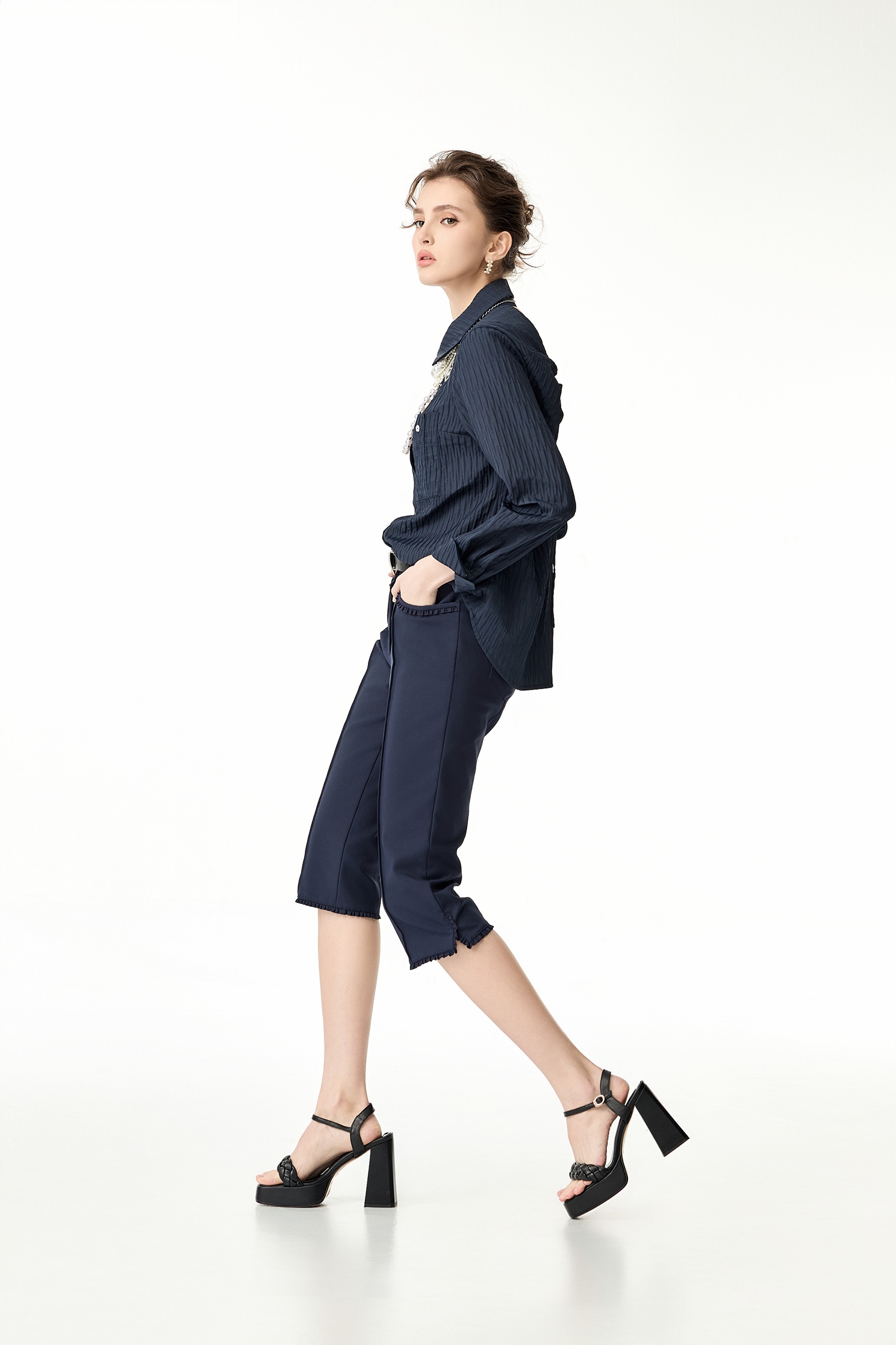 Midnight Blue Open Back BlouseMidnight Blue Open Back Blouse,Tops,Season (SS) Look,Blouses