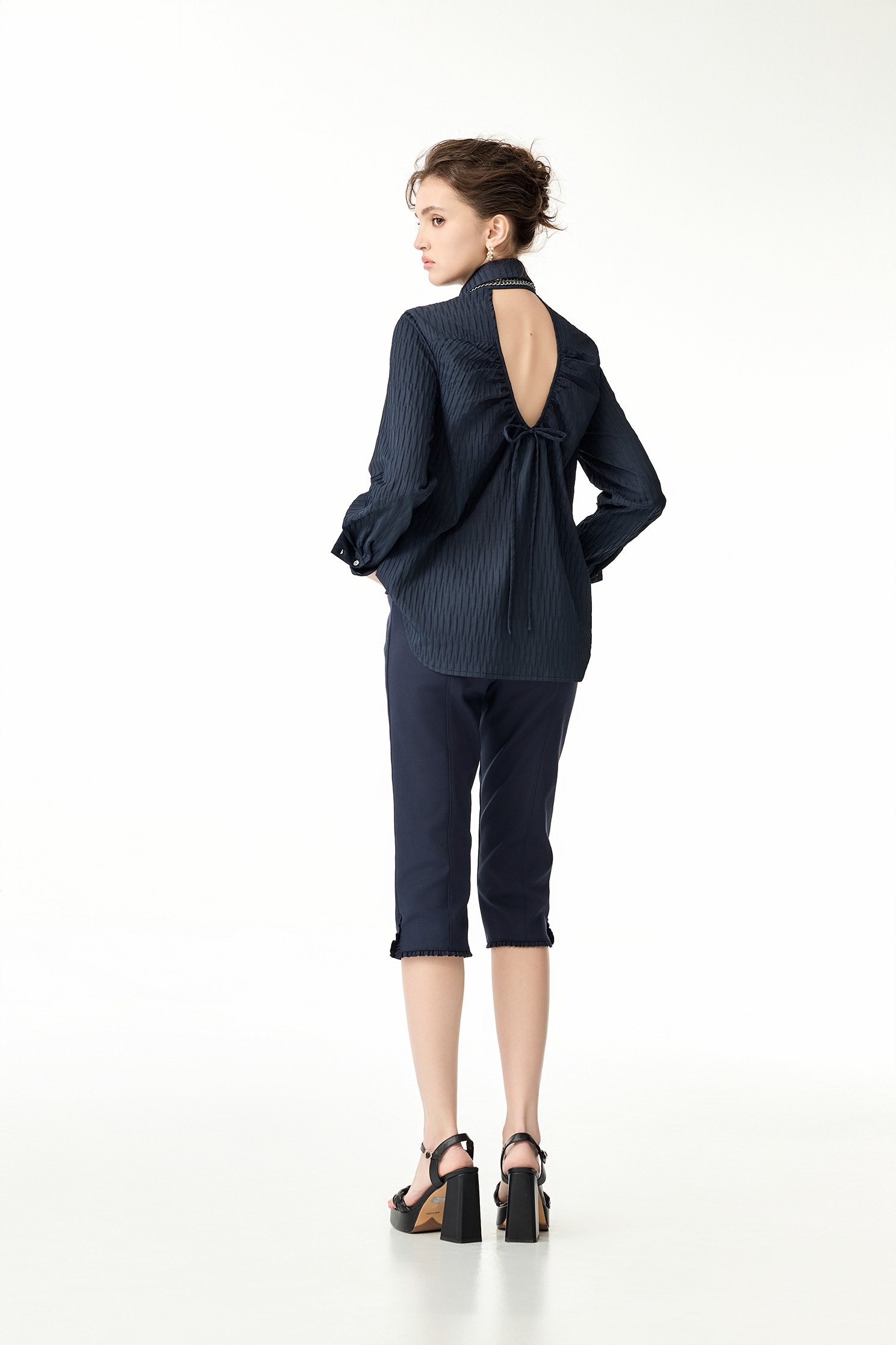 Midnight Blue Open Back BlouseMidnight Blue Open Back Blouse,Tops,Season (SS) Look,Blouses