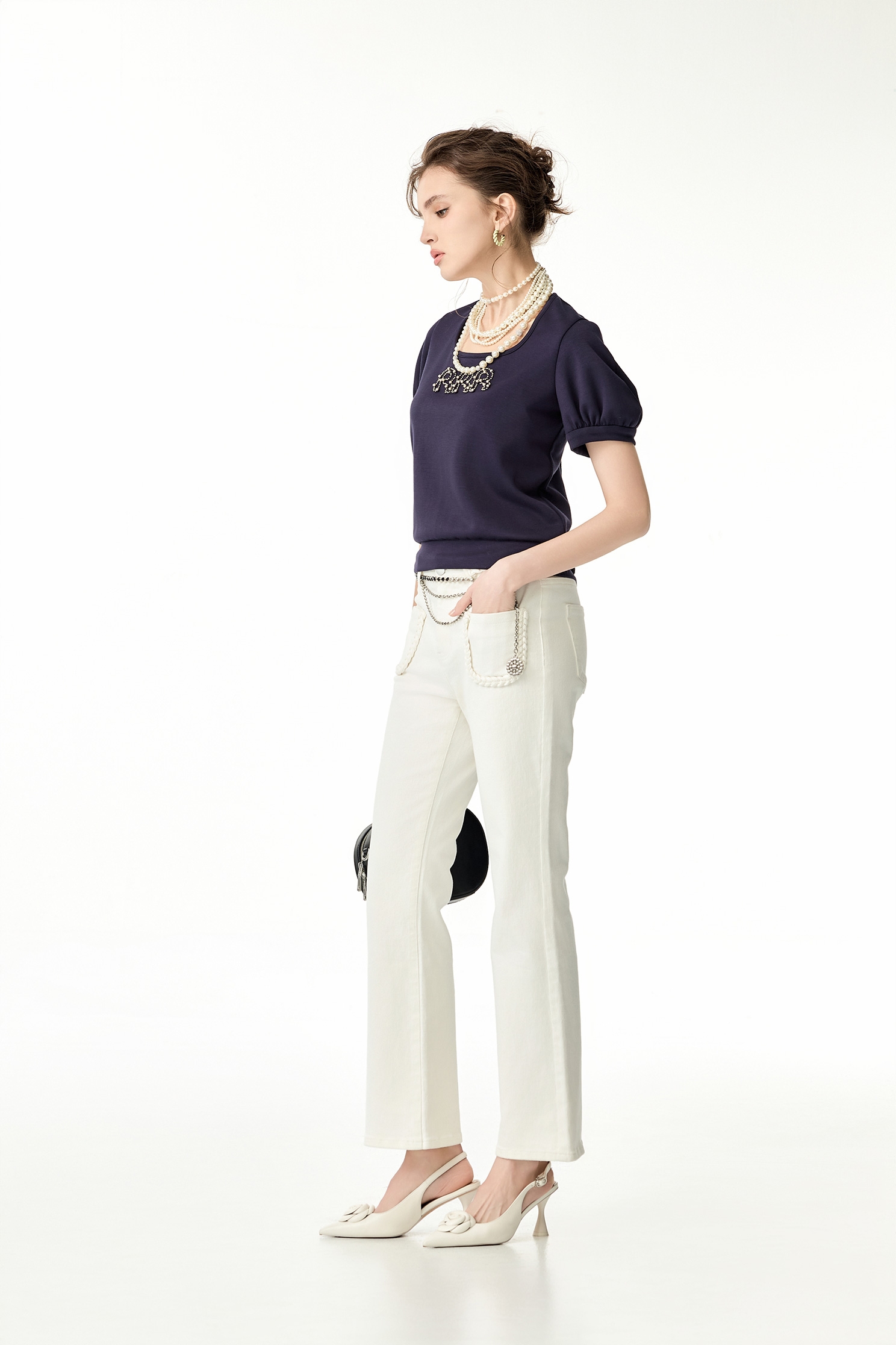 Midnight Blue Beaded R Logo TopMidnight Blue Beaded R Logo Top,Tops,Season (SS) Look