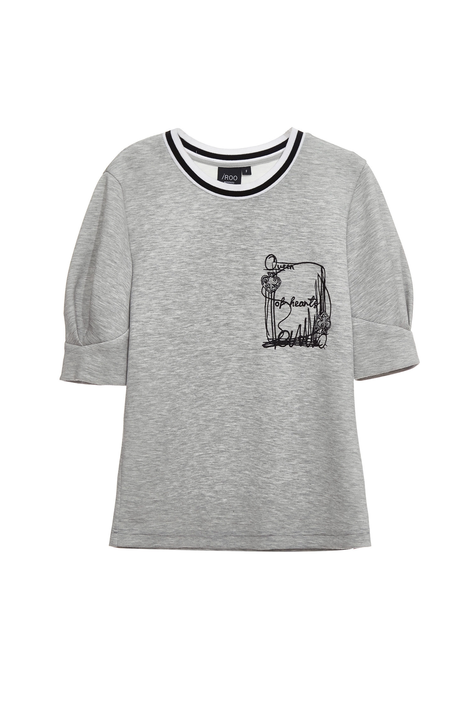 Graphic Embroidery Grey TeeGraphic Embroidery Grey Tee,Tops,Season (SS) Look,Embroidered