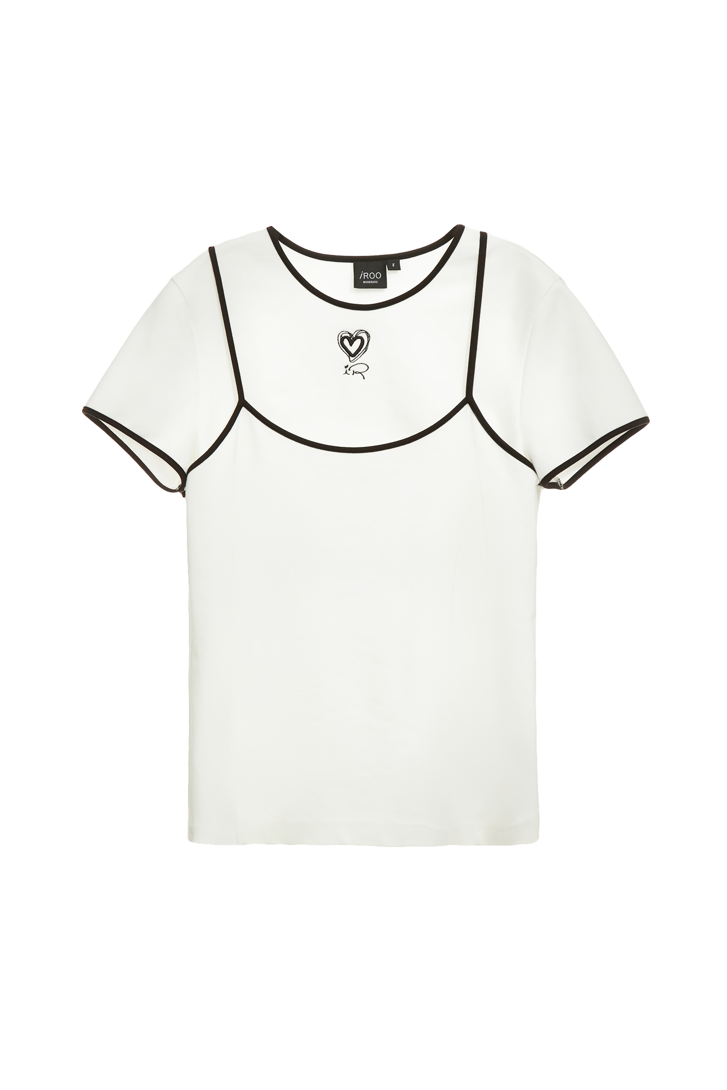 Fake Two Piece Tee With Heart Embroidery LogoFake Two Piece Tee With Heart Embroidery Logo