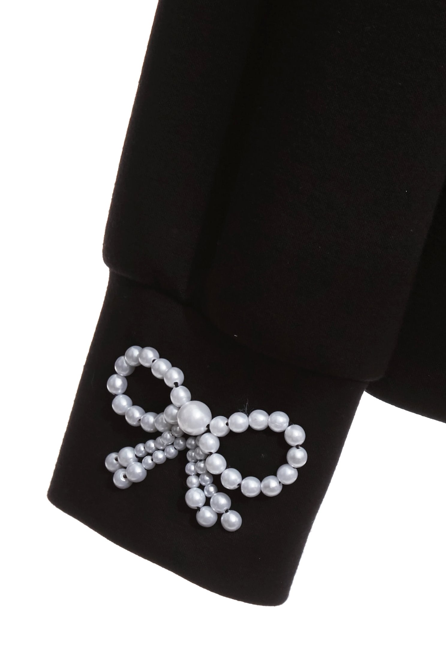 Pearl Applique Detail Long Sleeve TopPearl Applique Detail Long Sleeve Top,Office Looks,Tops,bestselling,Season (SS) Look,pearl,simple outfits,Valentine,bows,black tops