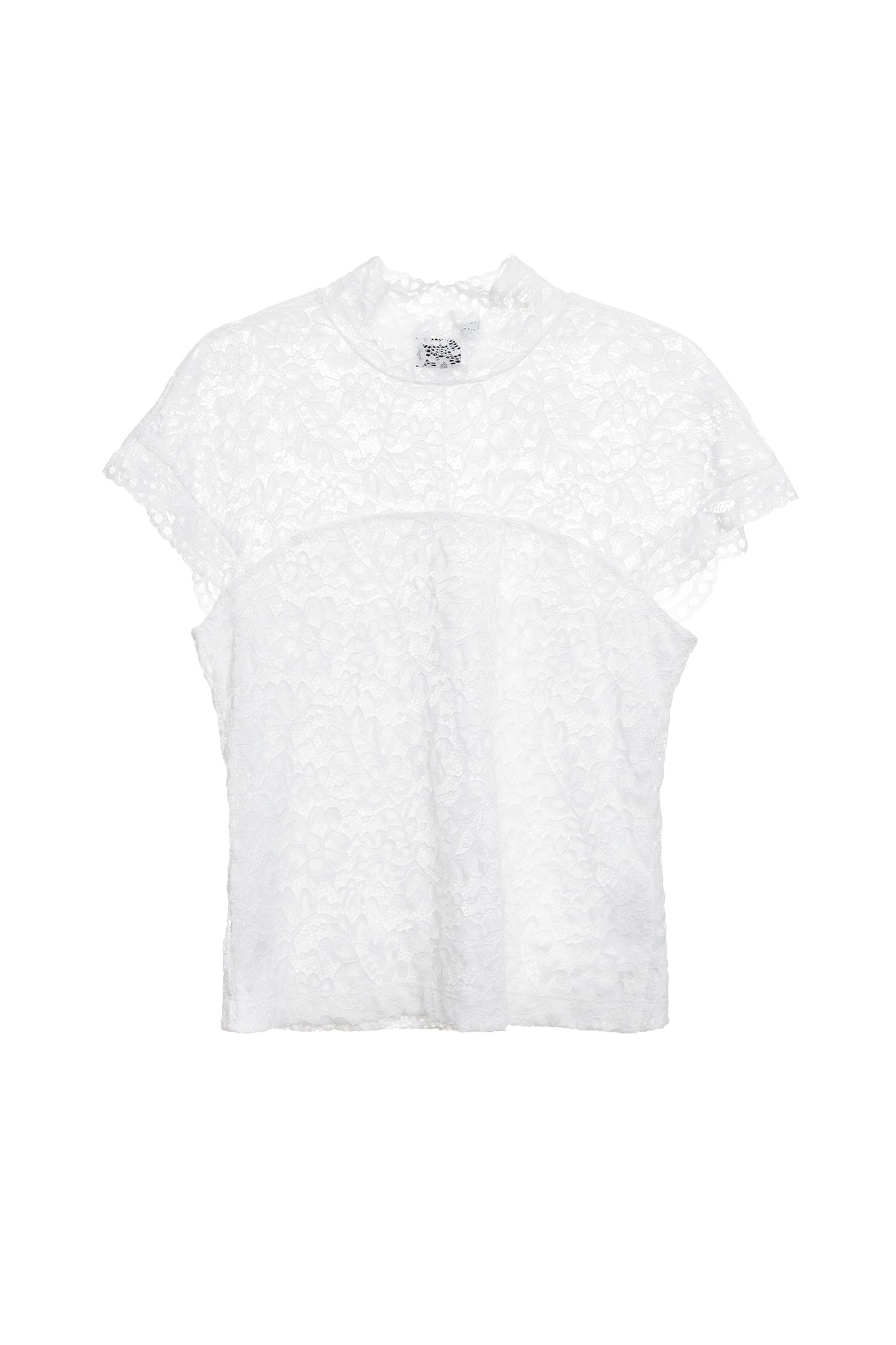 High neckline Full Lace TopHigh neckline Full Lace Top,Office Looks,Tops,Season (SS) Look,pearl,White tops,Valentine,Lace