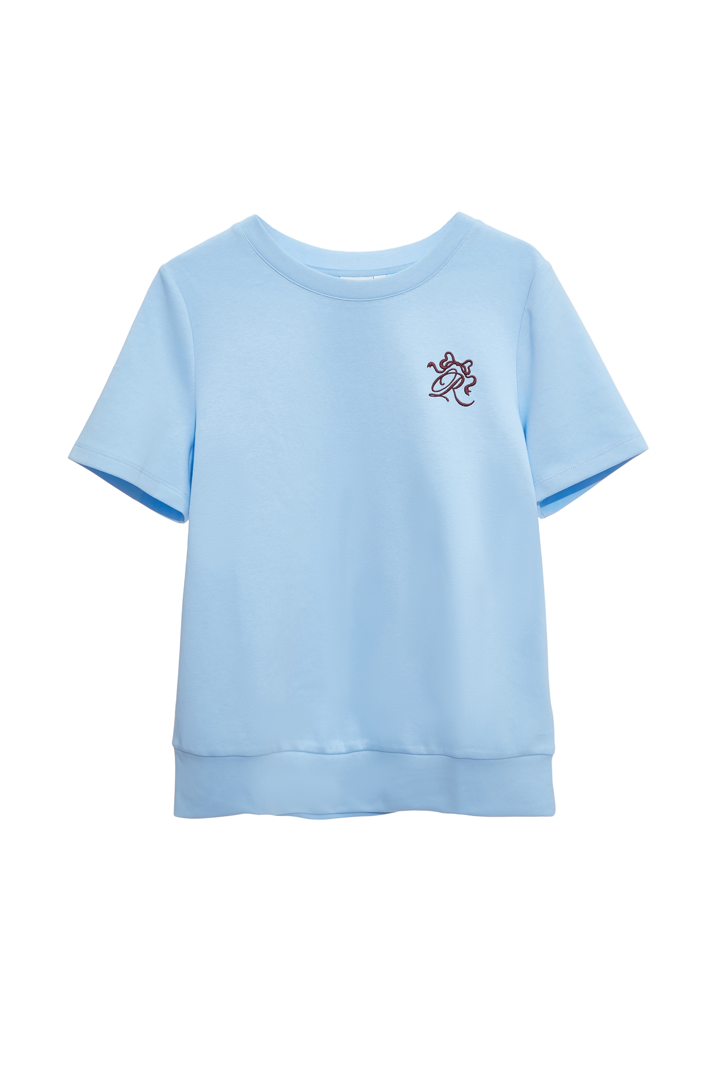 R Logo Blue Short Sleeve TeeR Logo Blue Short Sleeve Tee,Tops,Embroidered,Season (SS) Look,bows