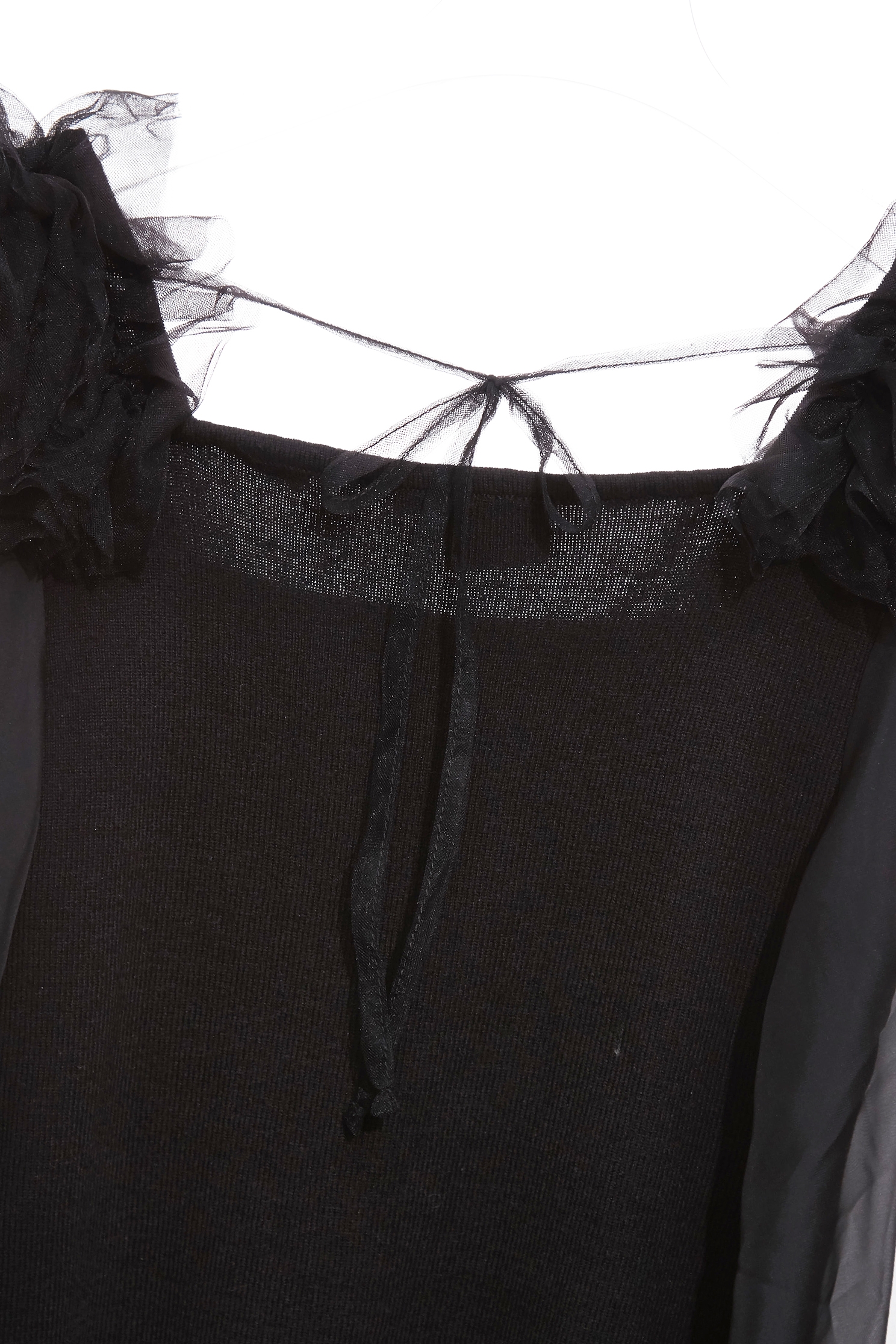 Organza Sleeve Knit Top With Ruffle DetailOrganza Sleeve Knit Top With Ruffle Detail,Office Looks,Tops,Season (SS) Look,Valentine,Knitted,Knitted tops,black tops