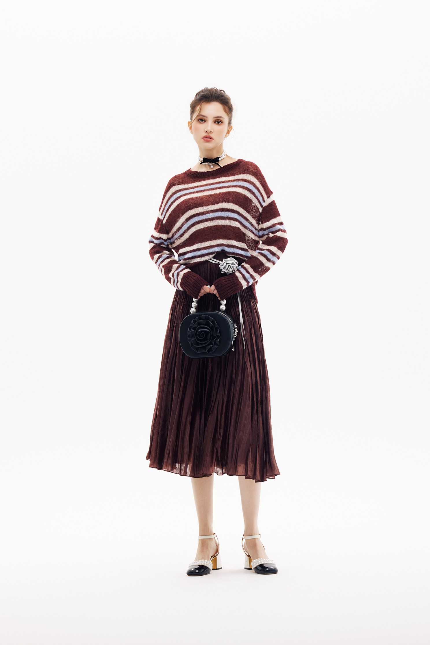 Mahagony Stripe Long Sleeve Knit TopMahagony Stripe Long Sleeve Knit Top,Tops,Season (SS) Look,Stripe,Knitted,Knitted tops