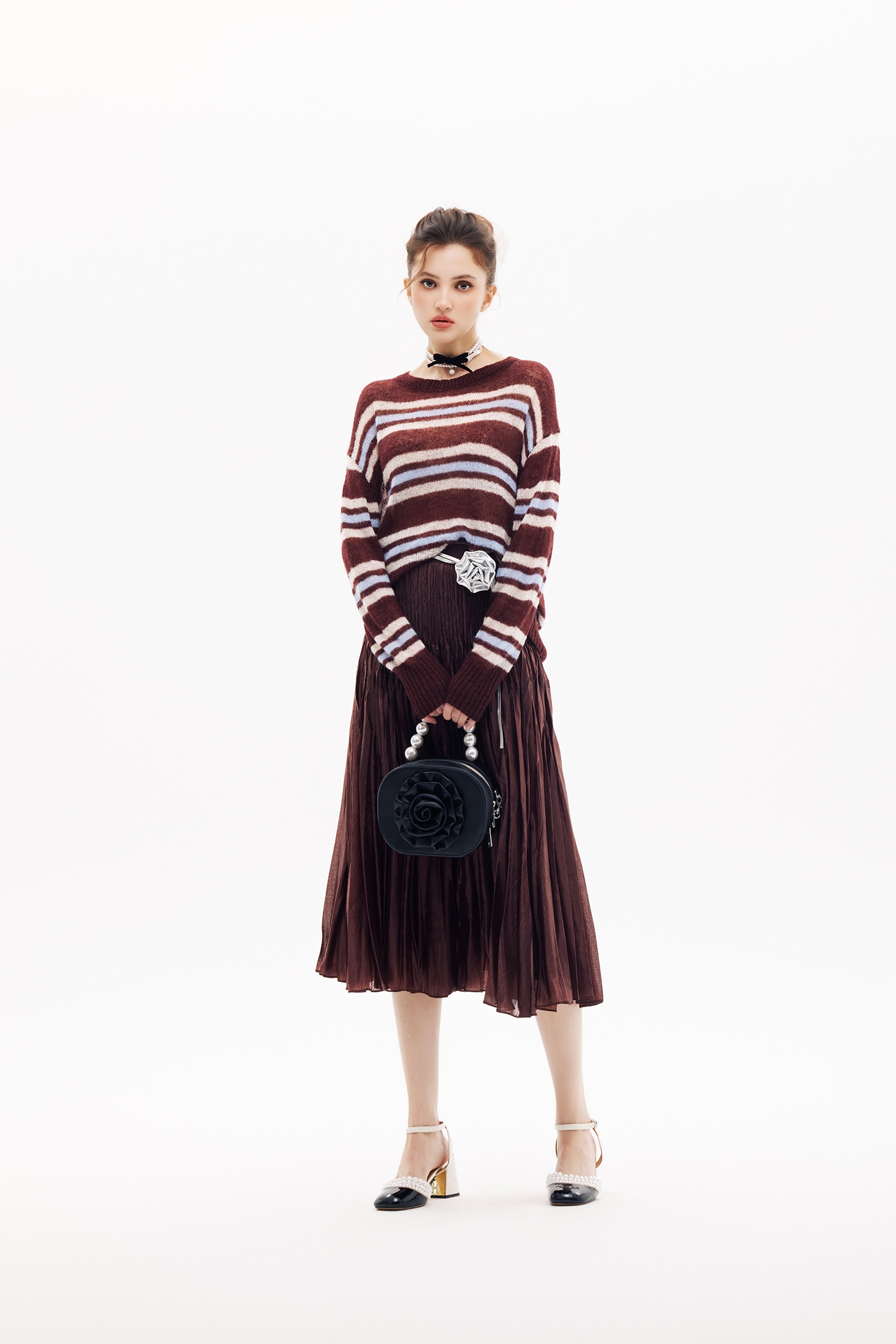 Mahagony Stripe Long Sleeve Knit TopMahagony Stripe Long Sleeve Knit Top,Tops,Season (SS) Look,Stripe,Knitted,Knitted tops