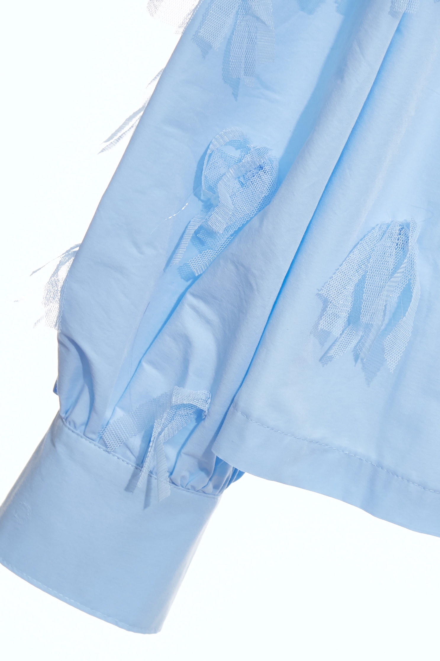 Black Bow Detail Blue BlouseBlack Bow Detail Blue Blouse,Tops,Season (SS) Look,Mesh fabric,bows