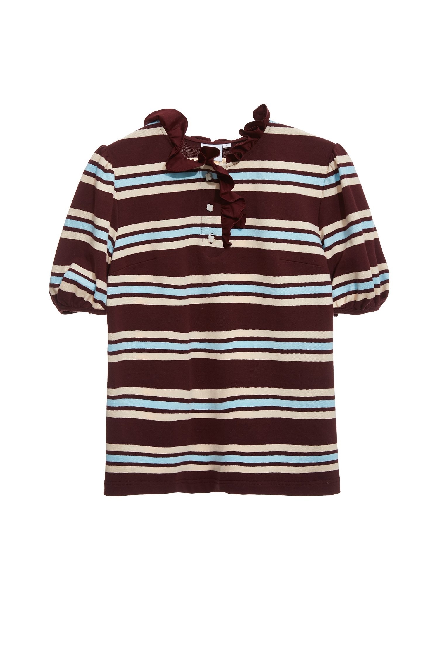 Mahogany Stripe Ruffle Collar TopMahogany Stripe Ruffle Collar Top,Tops,Season (SS) Look,Stripe