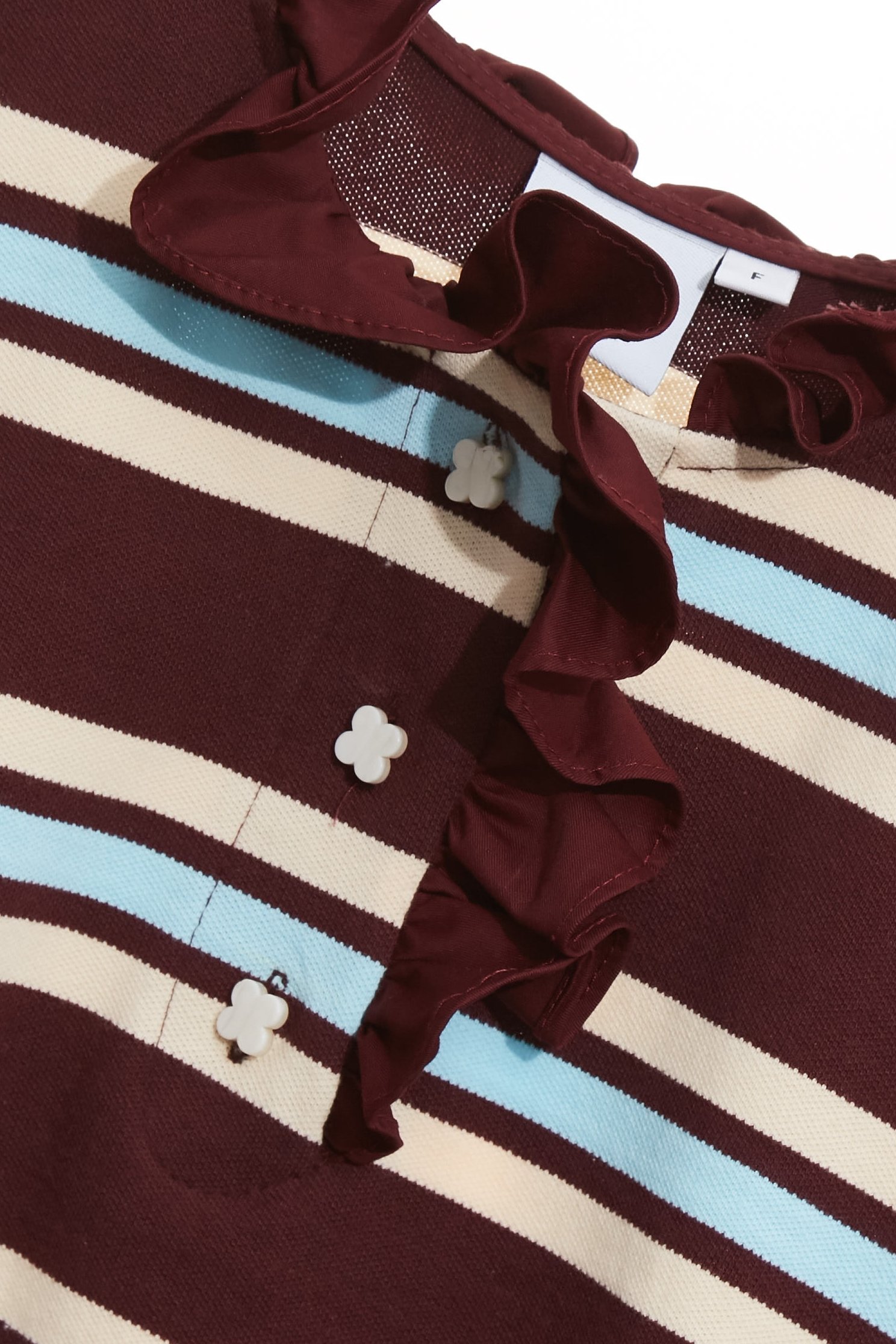 Mahogany Stripe Ruffle Collar TopMahogany Stripe Ruffle Collar Top,Tops,Season (SS) Look,Stripe