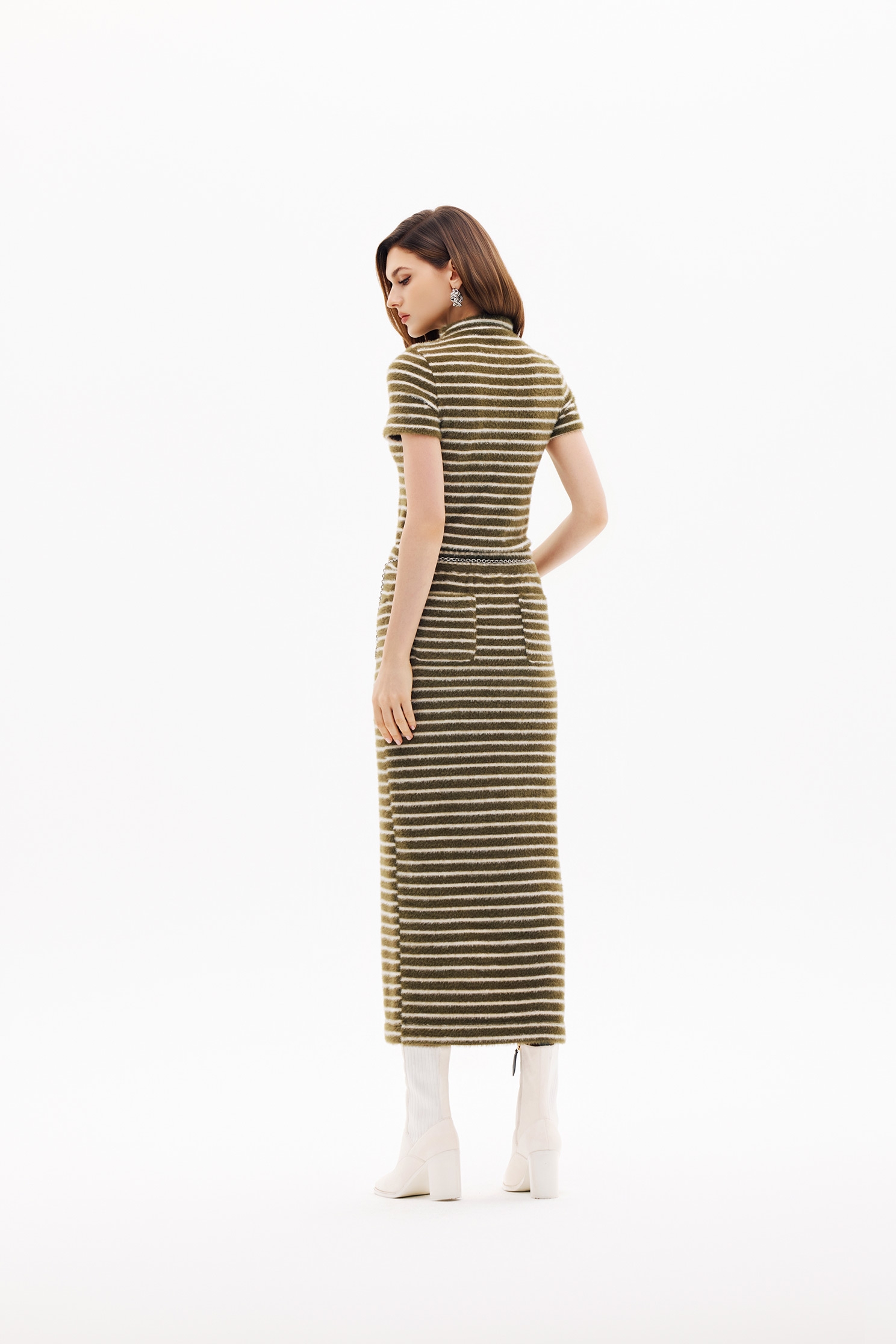 Faux Fur Stripe Short Sleeve TopFaux Fur Stripe Short Sleeve Top,Tops,Season (SS) Look,Stripe