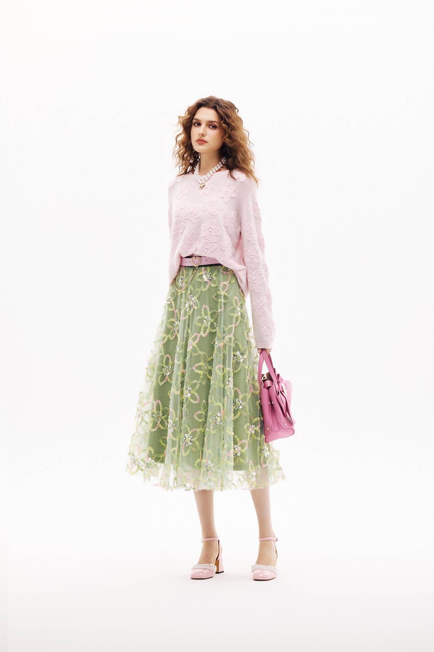 Floral Motif Knit TopFloral Motif Knit Top,Tops,Season (SS) Look,Knitted,Knitted tops