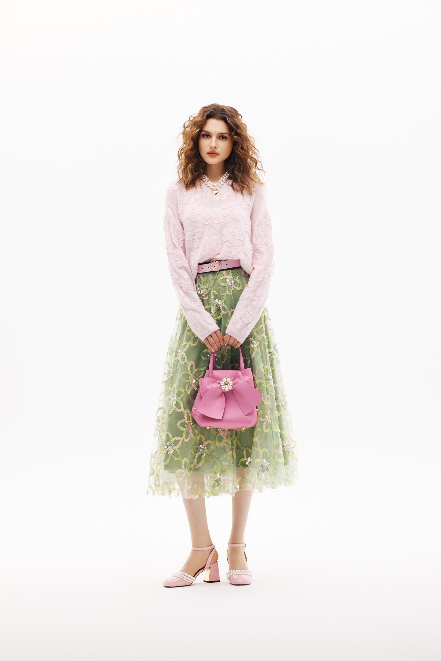 Floral Motif Knit TopFloral Motif Knit Top,Tops,Season (SS) Look,Knitted,Knitted tops