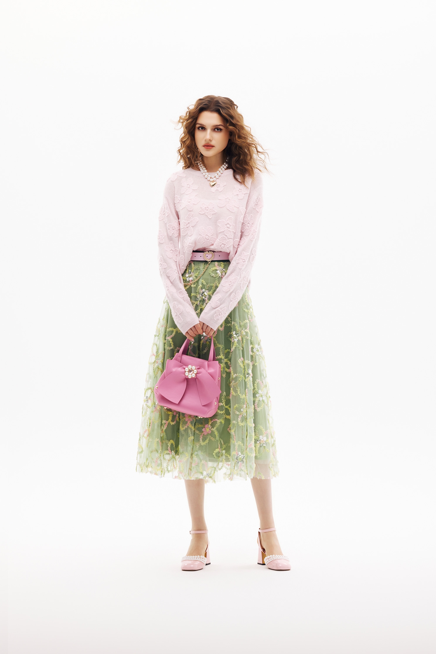 Floral Motif Knit TopFloral Motif Knit Top,Tops,Season (SS) Look,Knitted,Knitted tops