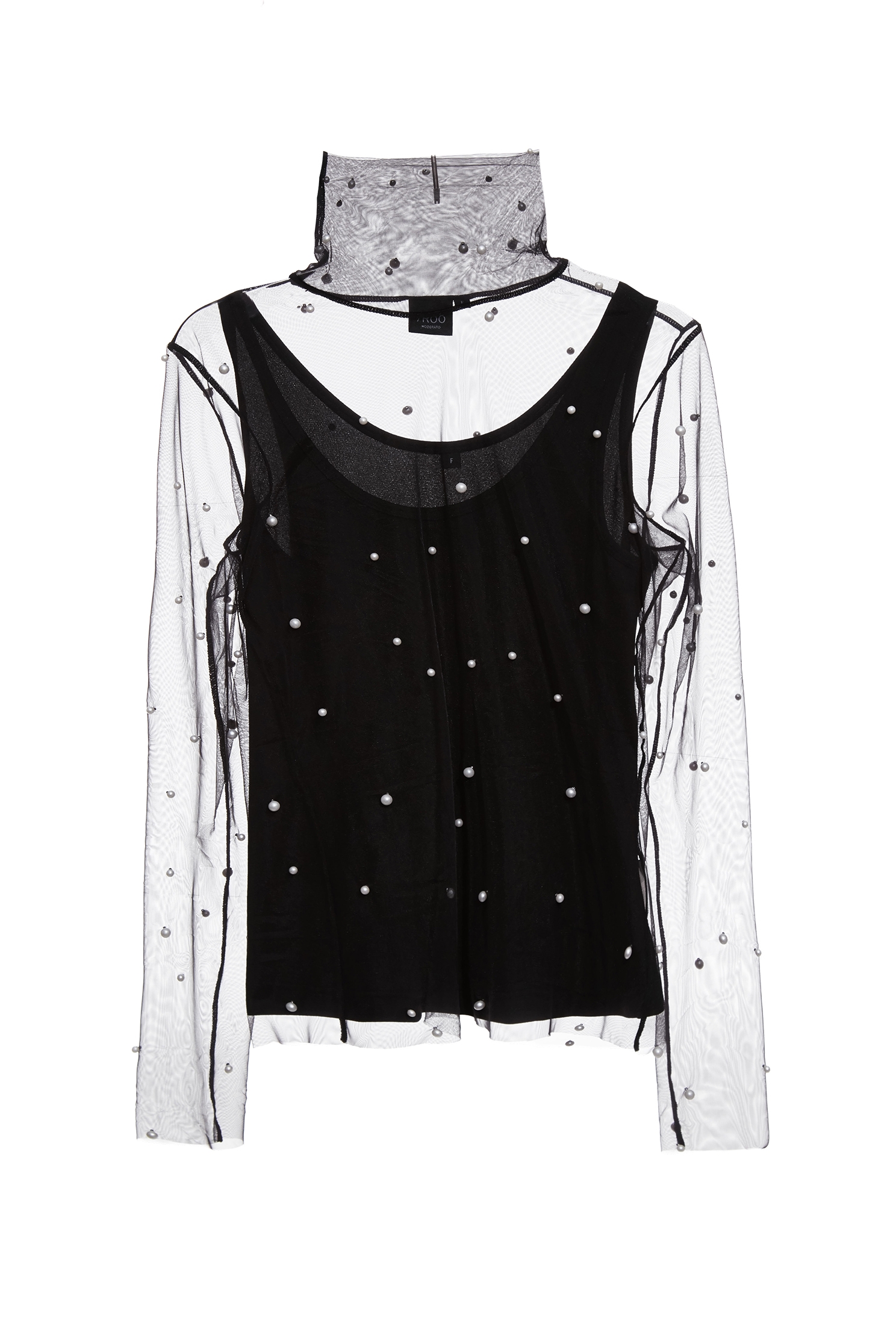Turtle Neck Pearl Detail Mesh TopTurtle Neck Pearl Detail Mesh Top,Office Looks,Tops,Under shirts,Season (SS) Look,Party Looks,pearl,Valentine,black tops